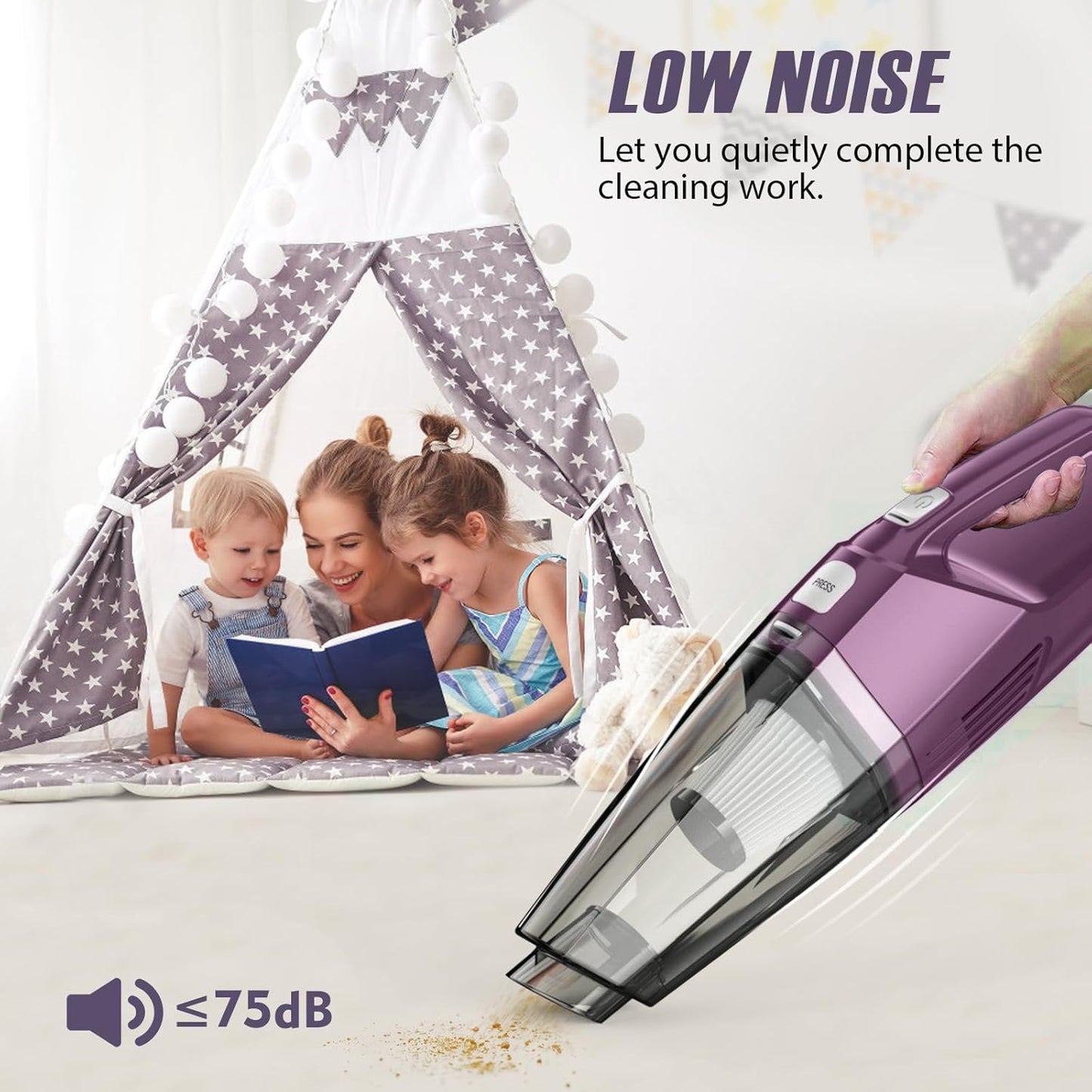 Handheld Vacuum Cordless – Car Vac Portable with 8KPA & Multi Accessories & Low Noise, Lightweight Hand Held Vacuum Cordless Rechargeable for Car/Home/Dust/Pet Hair, Mine Portable Vacuum