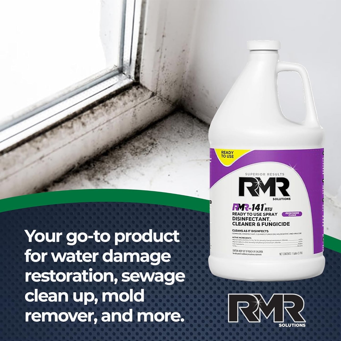 RMR-141 EPA Registered Mold and Mildew Killer, Eliminates Odors, Removes Mold, Mildew, Bacteria, and Viruses, 4 Pack of 1 Gallon Bottles