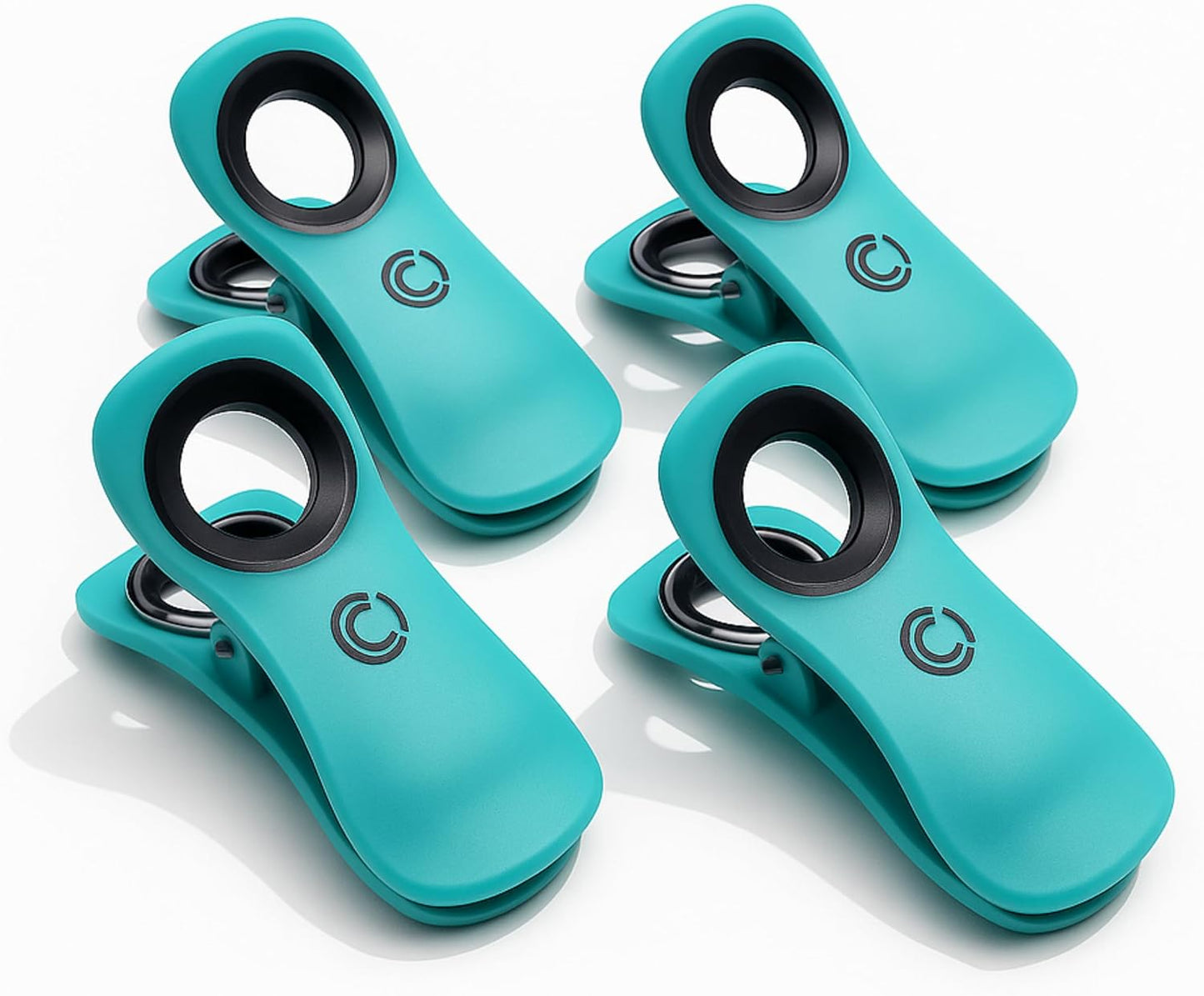 CoreClips Towel Clips for Beach Chairs - Set of 4 Pool Towel Holder Clips for Lounge Chairs on Cruise, Large 2.5” Opening Heavy Duty Clip for Towels on Boat Loungers with Travel Pouch - Turquoise