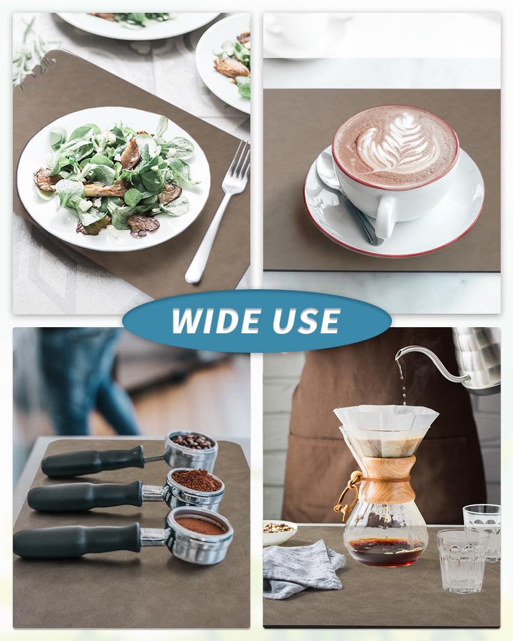 AMOAMI Coffee Mat Hide Stain Rubber Backed Absorbent Dish Drying Mat for Kitchen Counter - Brown, Fits Under Coffee Maker & Machine