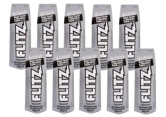 Flitz Multi-Purpose Metal Polish Paste - 5.29oz Tube of USA-Made Chrome Polish - Works on Stainless Steel, Aluminum, Plastic, Jewelry and Cars - Non-Abrasive Cleaner & Rust Remover (10 Pack)
