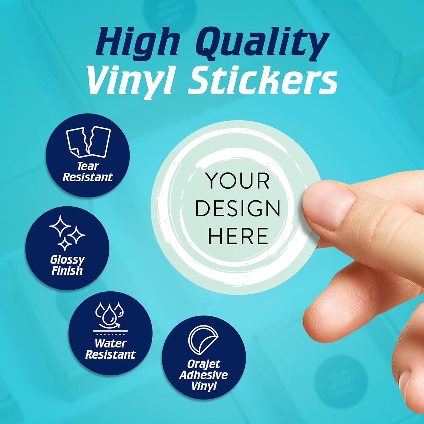 100 Custom Vinyl Stickers - Upload Your own Image, Text, Design, Logo - Personalized Logo Labels for Handmade, Packaging, Bottle, Jars, Candle, Brand Stickers (Mint, 2x2)