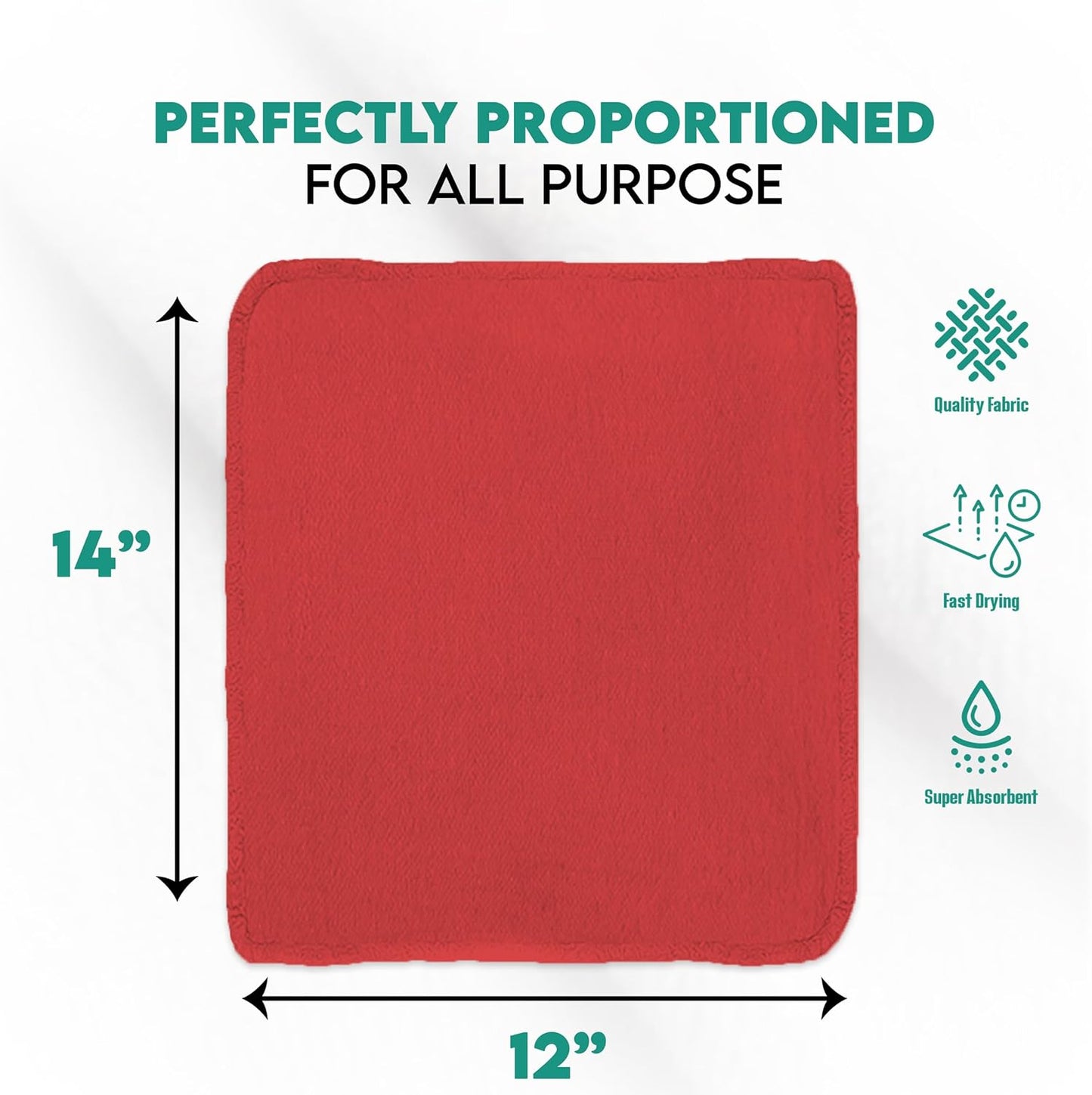 ZUPERIA Cotton Shop Towel – Multipurpose Cleaning Cloths (14" x 12" - Pack of 500 - Red) Reusable Shop Rags for Automobiles, Industrial, Restaurants, Garage, and Homes