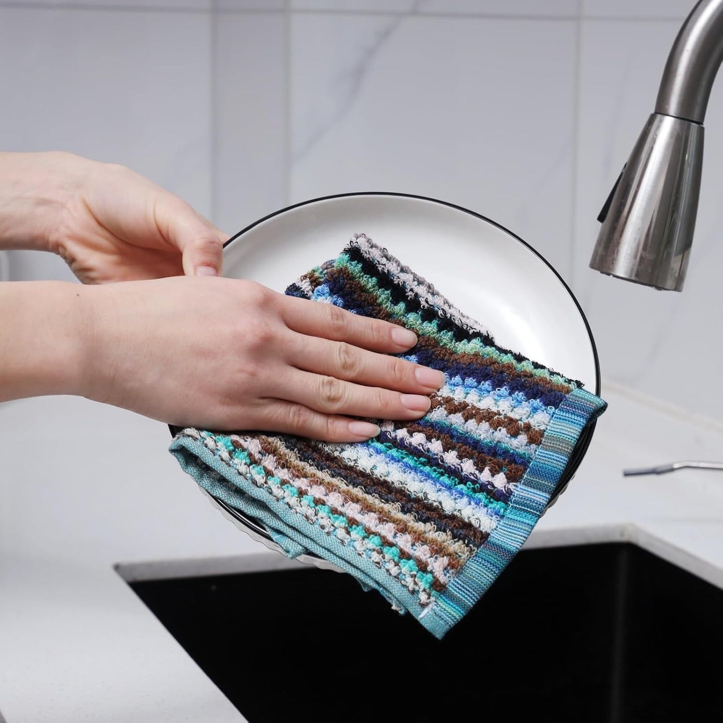 Oeleky Kitchen Dishcloths for Washing Dishes, Ultra Absorbent Dish Rags, Cotton Cleaning Cloths Pack of 8, 12x12 Inches