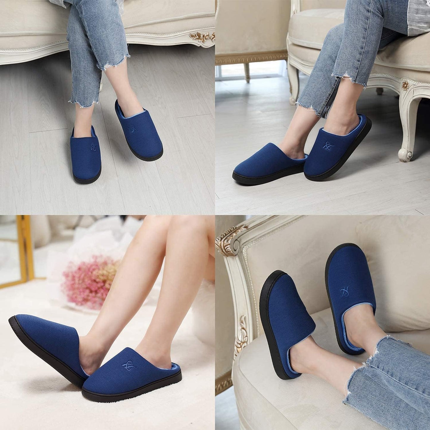 Memory Foam Slippers for Women's and Men's Casual House Shoes