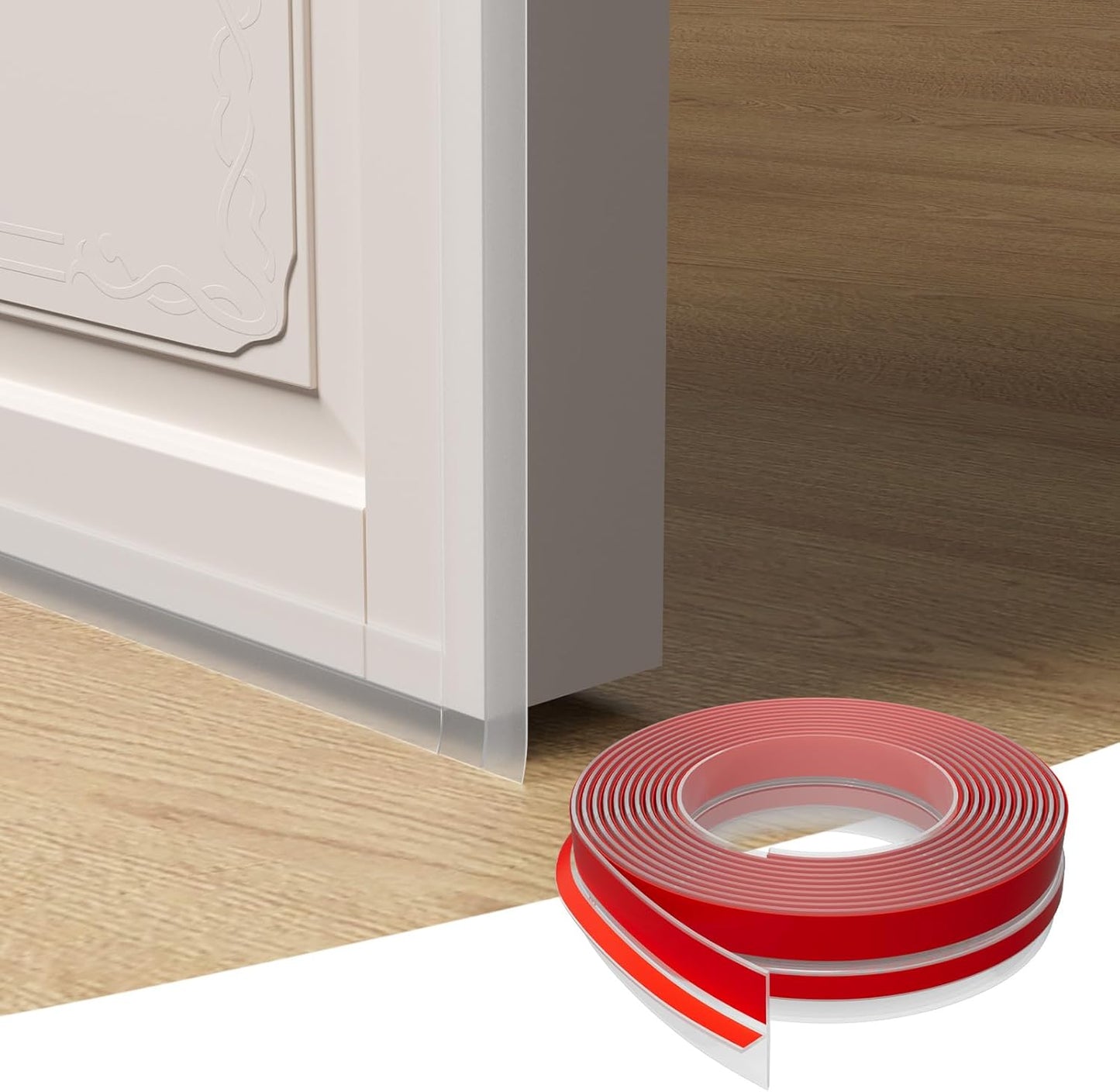 T-Shaped Door Draft Stopper, 1.97 in x 40 Ft Silicone Seal Strip for Windows Gaps, Weather Stripping Seal Strip Shower Sweep, Clear