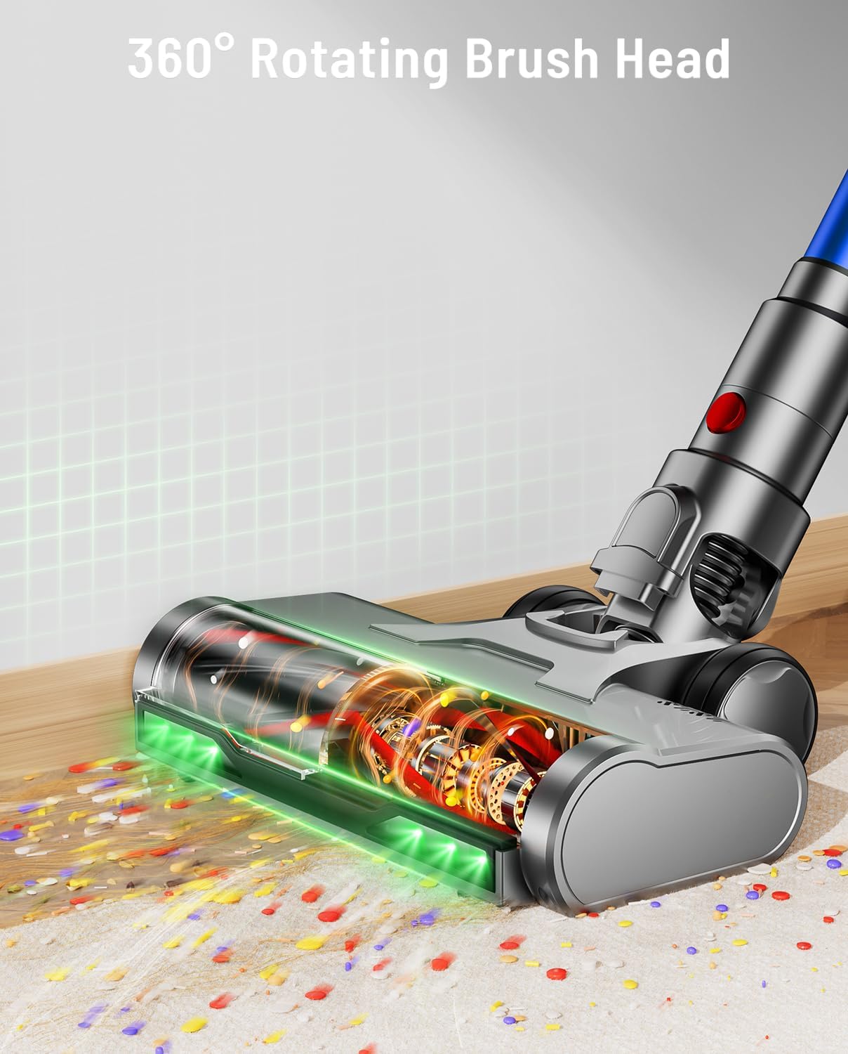 Cordless Vacuum Cleaner, 600W 50KPA 65Min Powerful Vacuum Cleaners for Home, Self-Standing Stick Vacuum Cordless Rechargeable/ Anti-Tangle/OLED Screen/1.8L Cup for Home Pet Hair/Carpet/Hardwood Floor