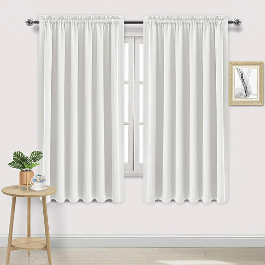 DWCN Blackout Curtains for Living Room Thermal Insulated, Energy Saving & Noise Reducing Bedroom Curtains, Ivory, W 70x L 63 Inch, Set of 2 Rod Pocket Curtain Panels