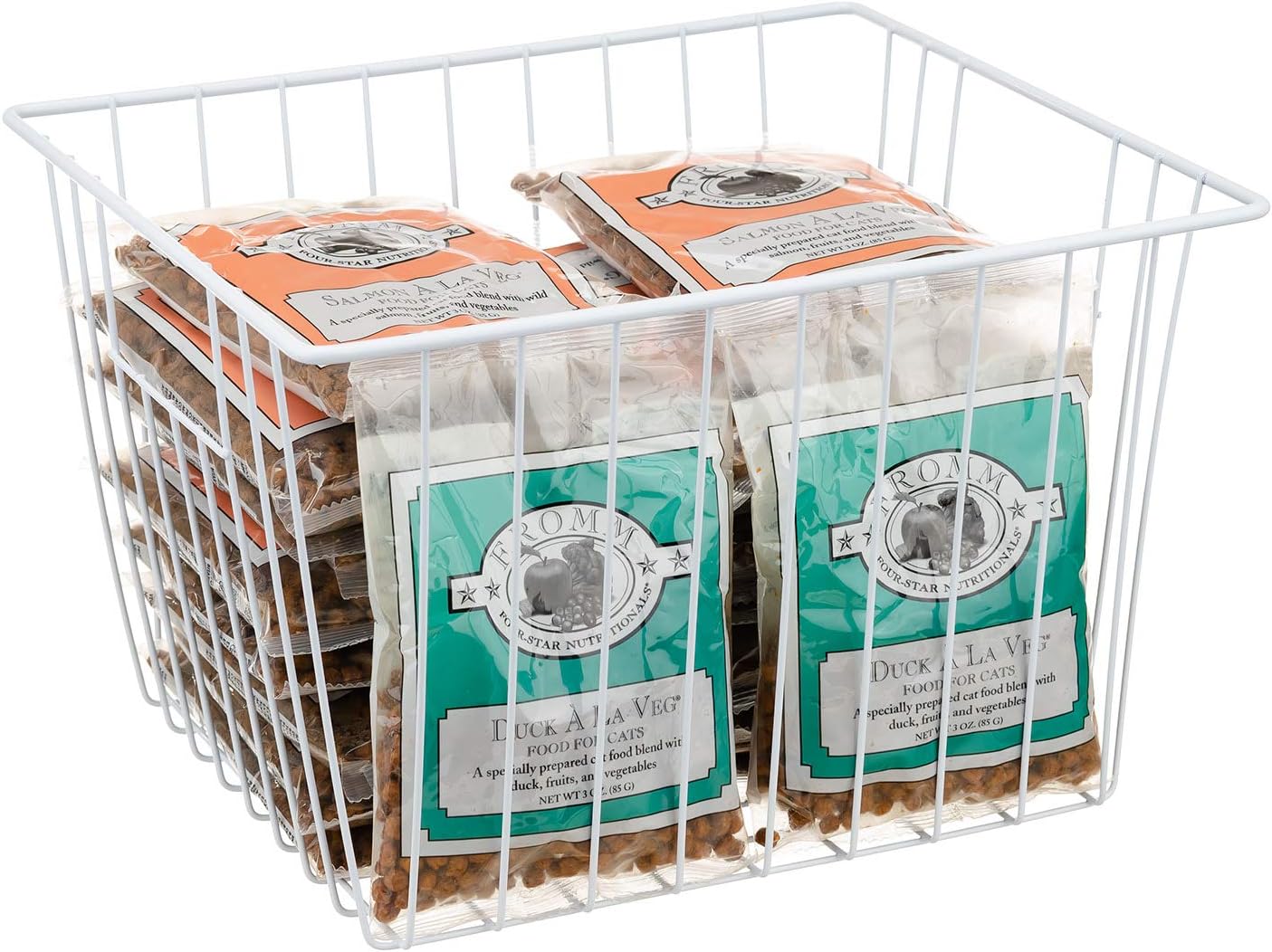 Upright Freezer Organizer Bins， Freezer Baskets for 14, 15 cu.ft Standup Freezer, Wire Storage Baskets with Built-in Handles for Frozen Foods, Snacks, Vegetables, Fruits and More, 6Pcs , White