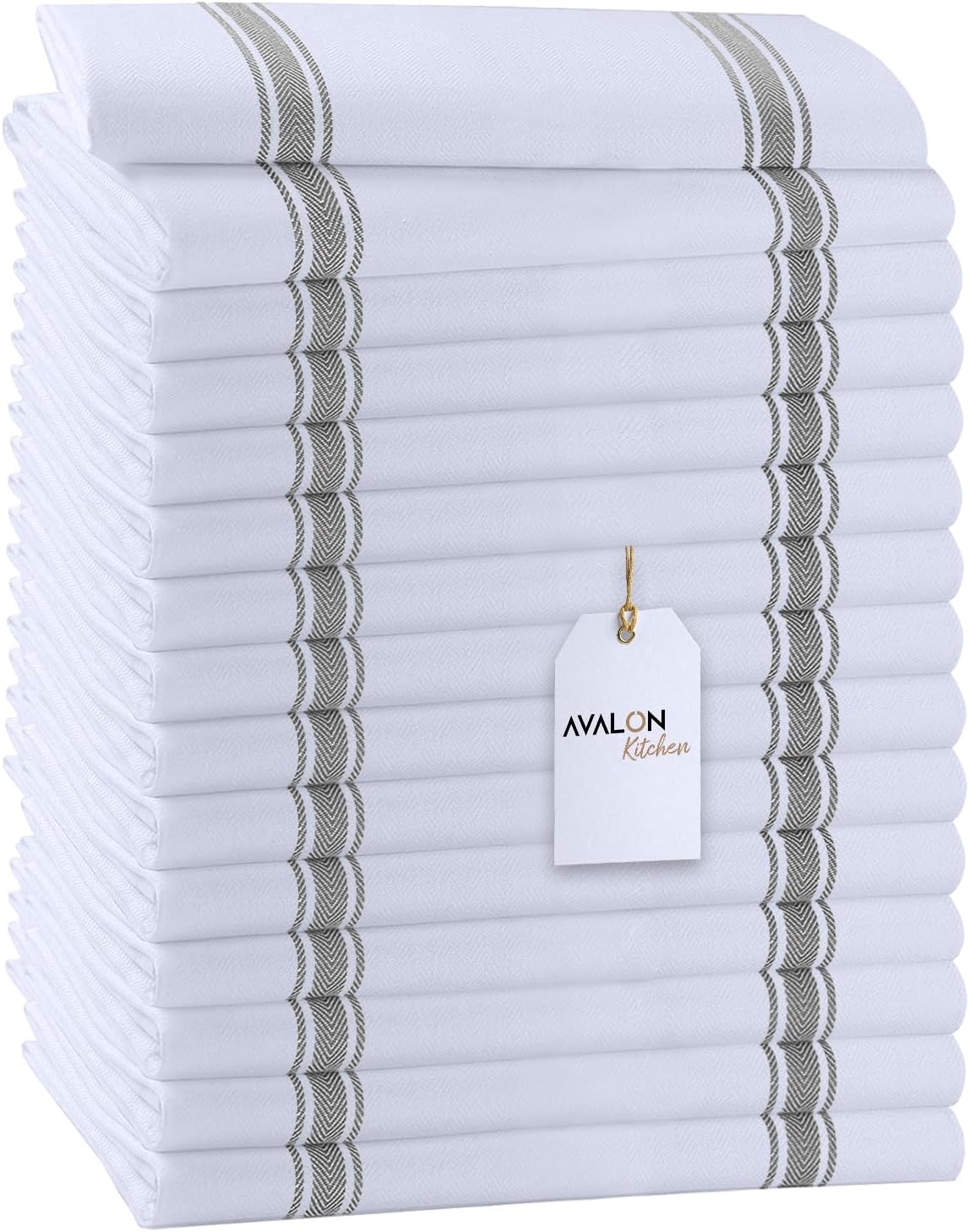 Dish Towels Set (Value Pack of 15) Size 15x25 Inch, 100% Cotton Soft & Absorbent Linen Kitchen Towels, Tea Towels, Reusable Cleaning Cloths for Household Cleaning (Grey)