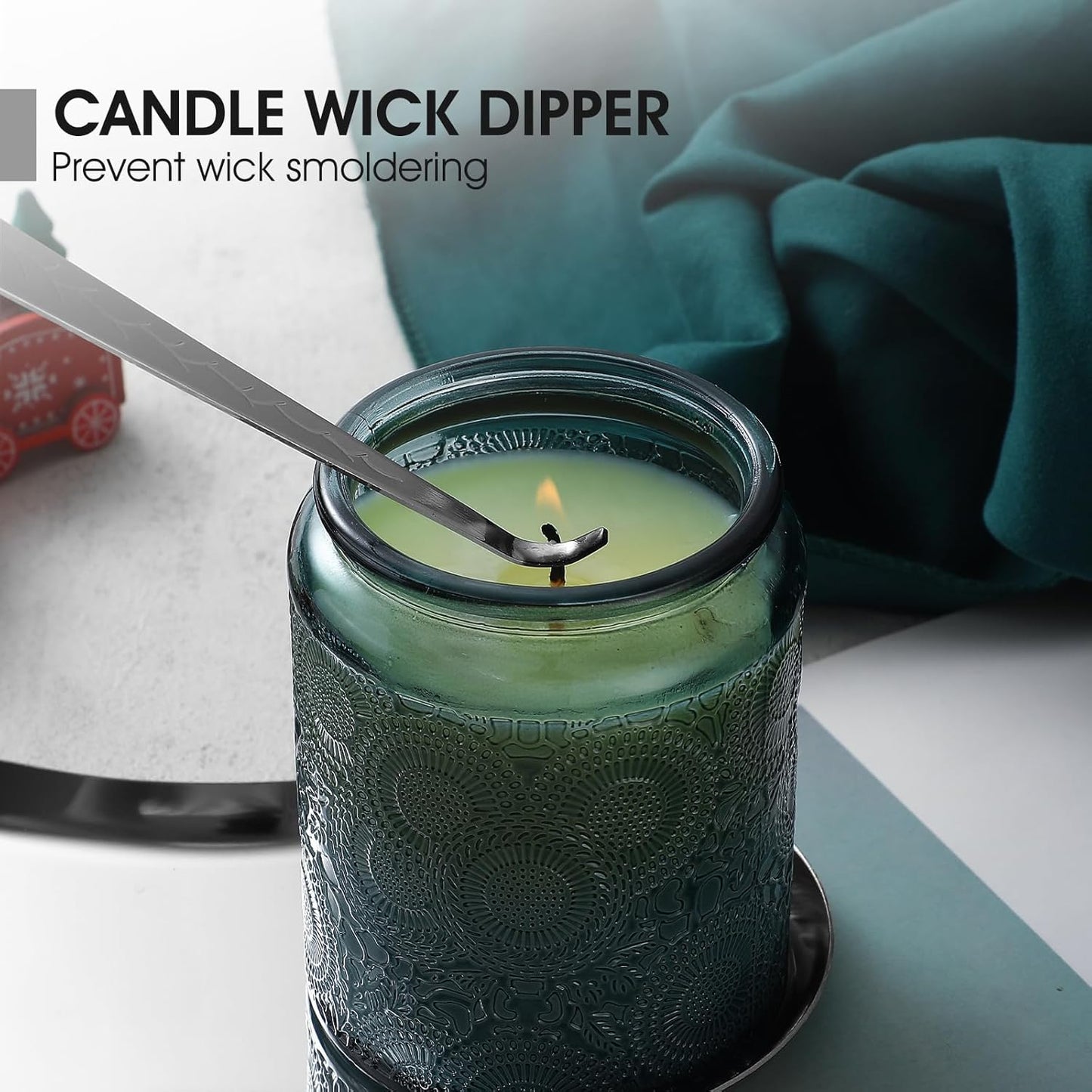 PATOISE 3 in 1 Candle Accessory Set, Candle Wick Trimmer Cutter, Candle Snuffer, Candle Wick Dipper Mini in Gift Package for Candle Aromatherapy Lovers(3PCS Silver)