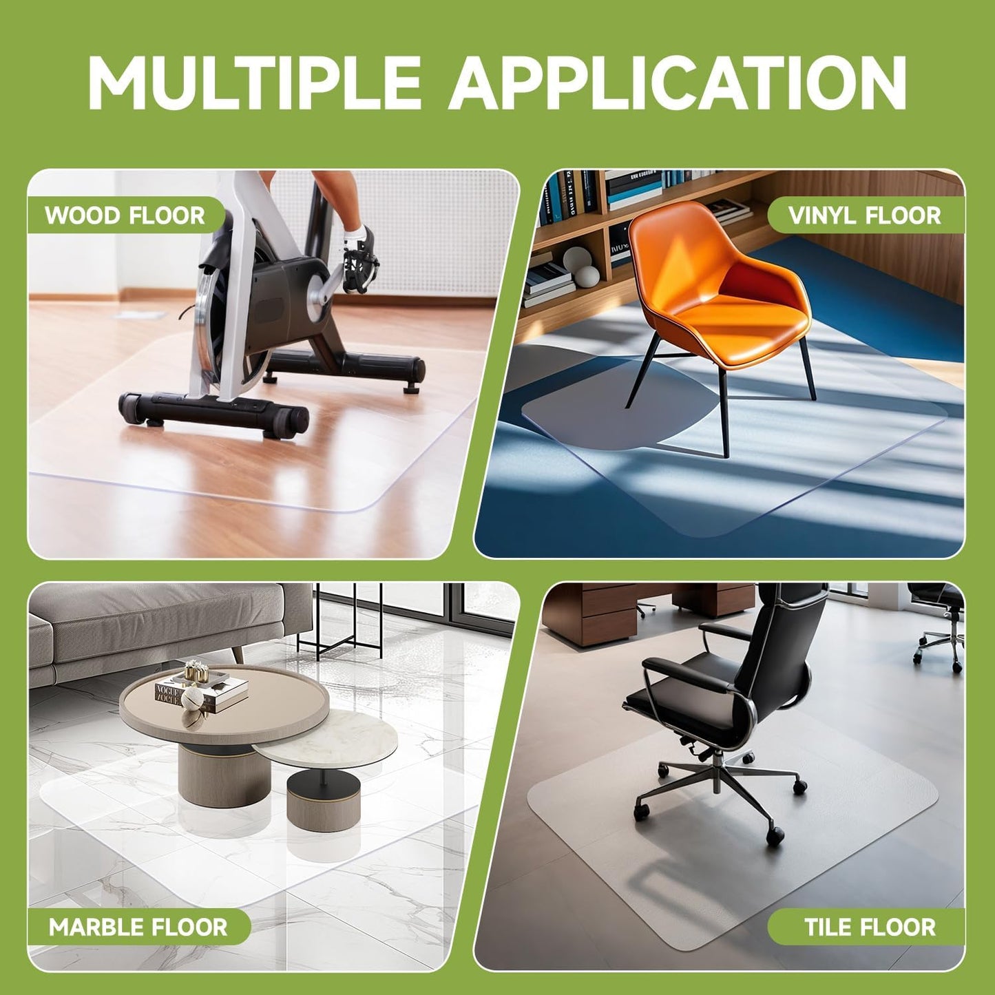 SOONAN Chair Mat for Hardwood Floor, 48" x 36" Clear Office Floor Mat, 0.08" Thickness Heavy Duty Computer&Desk Chair Mat,Floors Protector Chair Mats for Home & Office