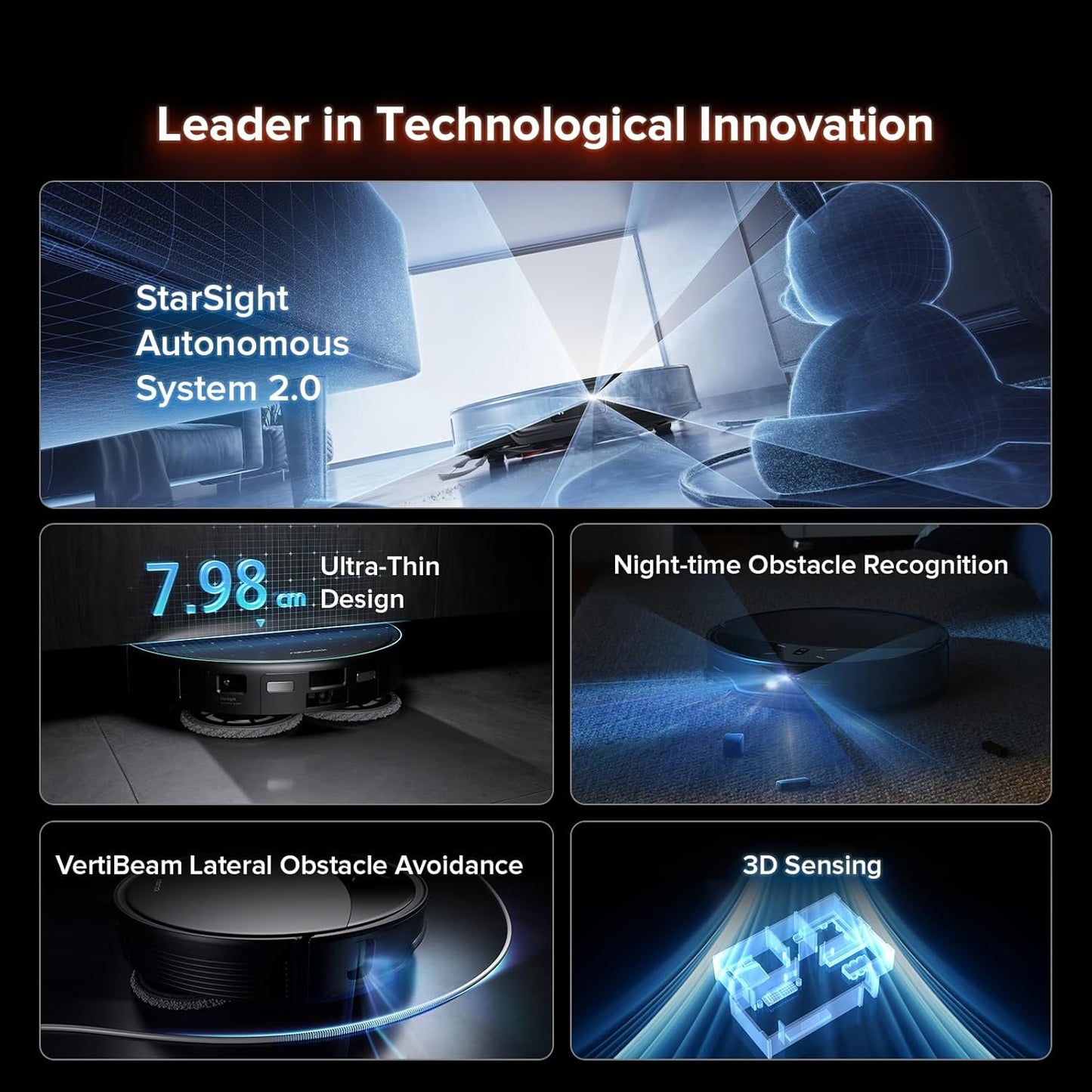 roborock Saros 10R Robot Vacuum and Mop, 22,000 Pa Suction, Zero-Tangling, 3.14’’ Ultra Slim, FlexiArm Riser Technology for Carpet & Floor, Corner & Edge Cleaning, Self-Emptying, Hot Air Drying, Black