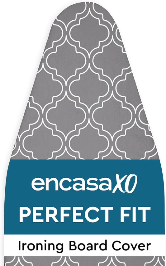 Encasa Ironing Board Covers (44 x 13.5 inch) Drawstring Tightening with Thick 3 mm Felt Padding, Easy Fit, Scorch Resistant, Printed - Grey Tiles as Unit in hand is for 44*13.5