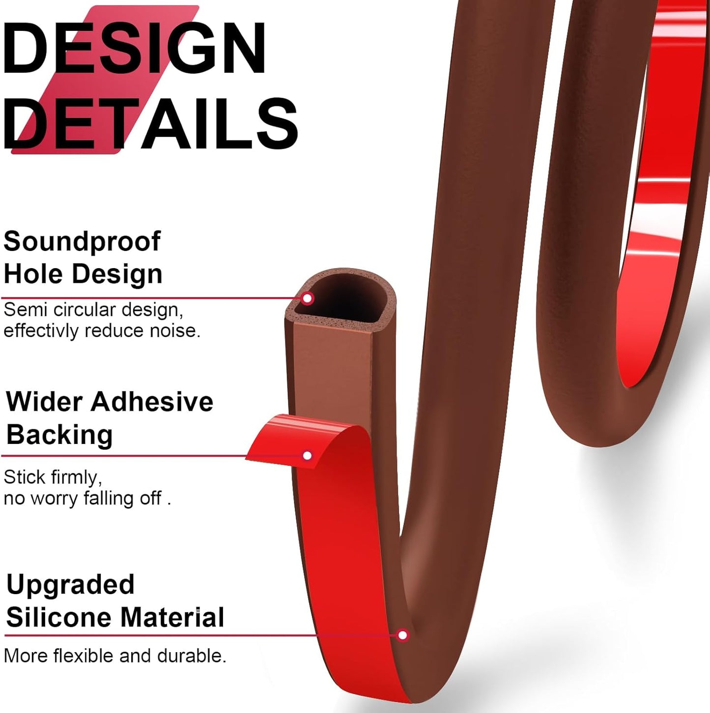 【New Upgrade】 Silicone Door Weather Stripping Door Seal Strip, 19.7 Feet Self-Adhesive D-Shape Door Insulation Strip for Door Frame& Window Seal Large Gaps, Easy to Cut & Install