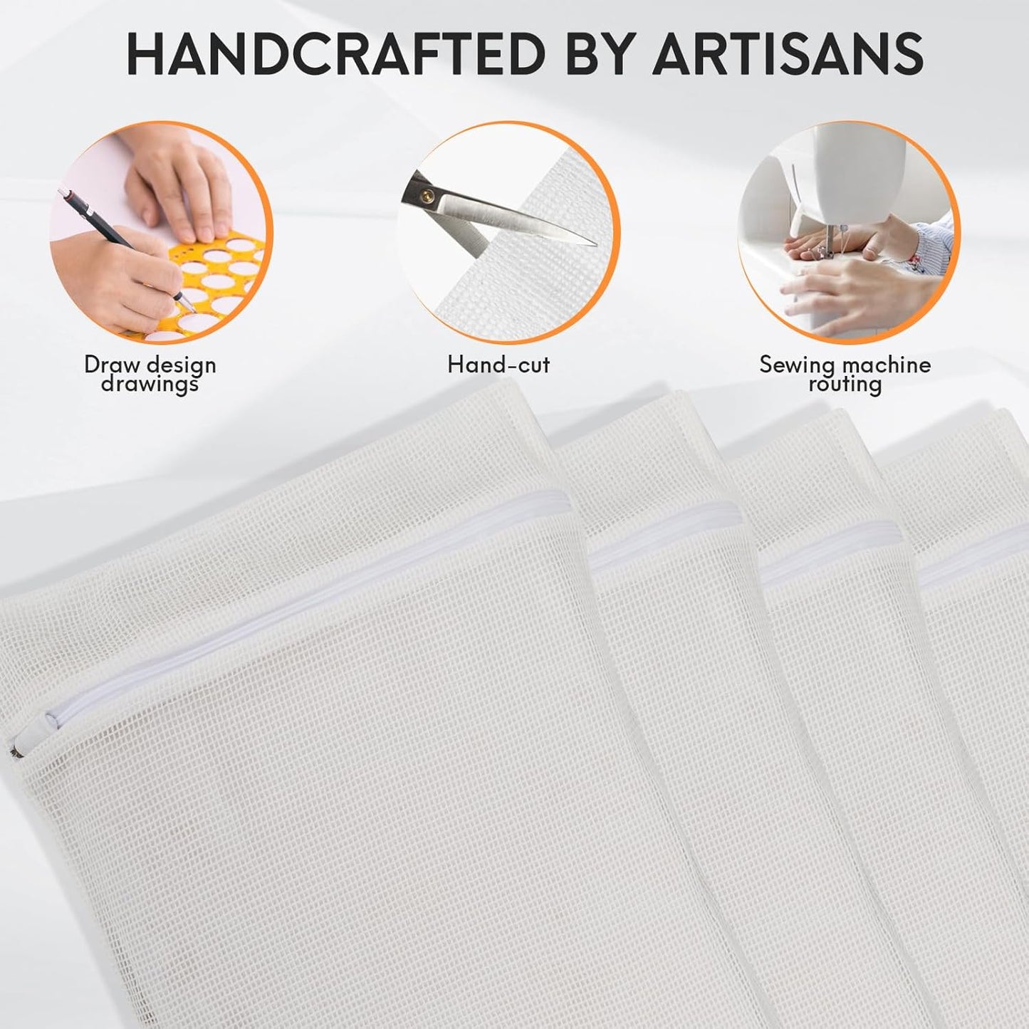 4-Piece White Medium Durable Organic Cotton Mesh Laundry Bags with Sturdy Zippers and Breathable Mesh are Delicate Laundry Bags for Underwear, Clothes, Pants and Socks