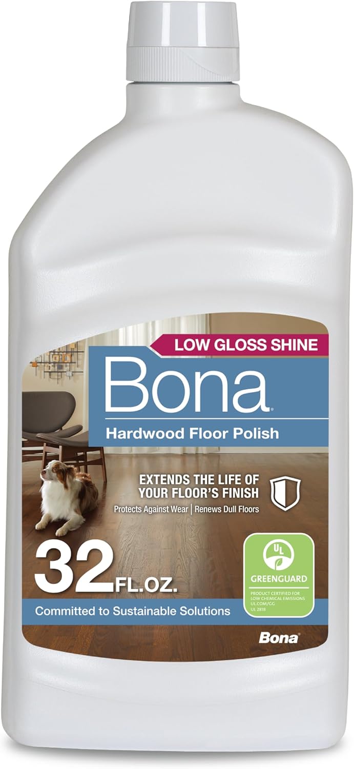 Bona Hardwood Floor Polish - 32 fl oz - Low Gloss Shine - Polish for Wood Floors - Protects and Renews Dull Flooring - Covers 500 sq ft