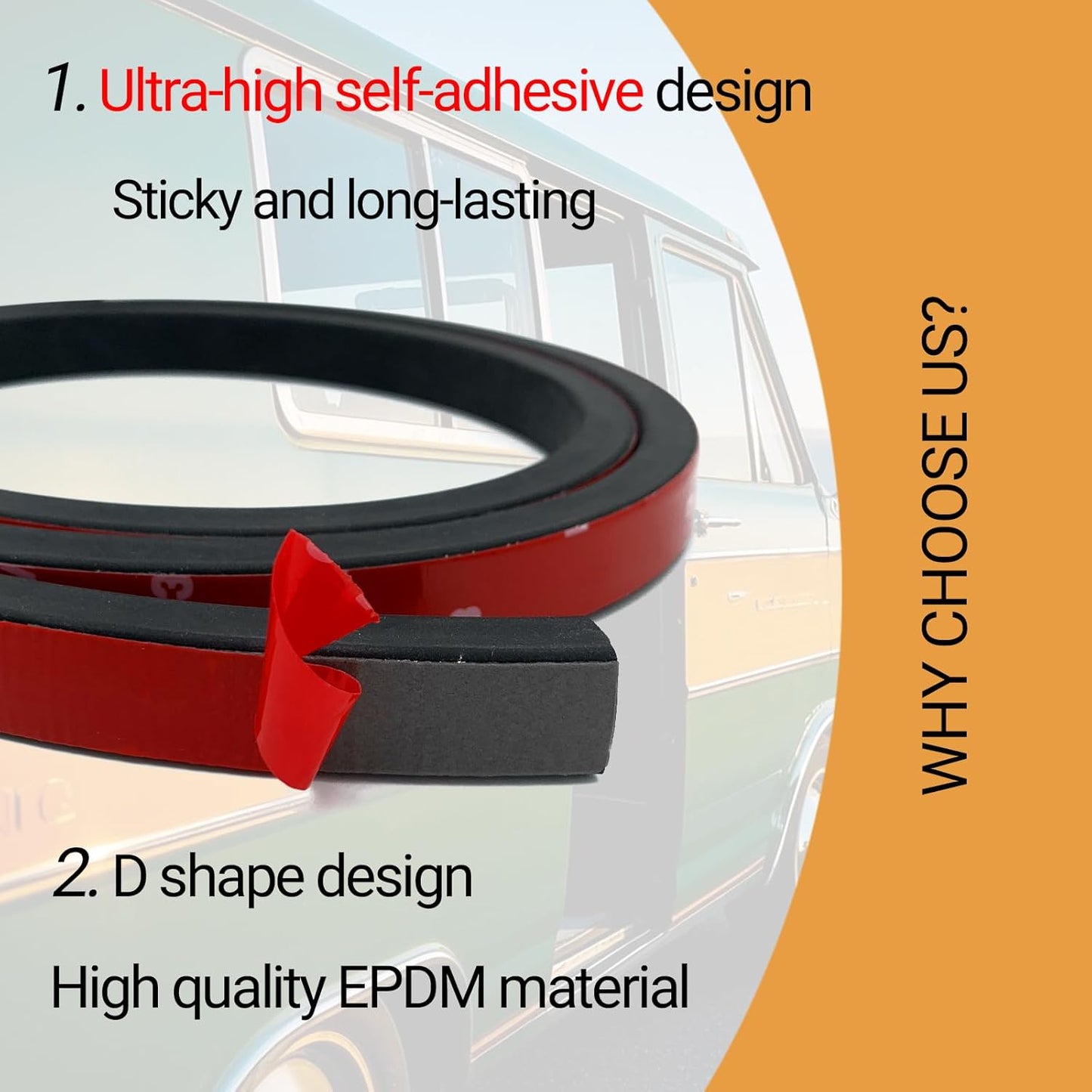 Rubber Weather Stripping, Rectangle Foam Seal Strip, Rubber Gasket for for Auto, Boat, Garage Door/Window, Machinery and More, W:0.75" x H:0.5", L:20Ft