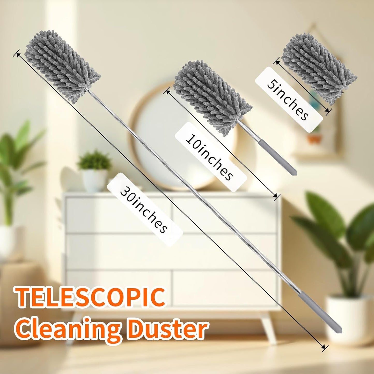Mini Duster for Cleaning, 360° Bendable Hand Dusters with Extension Pole, Washable Small Duster for Car Interior, Office, Furniture