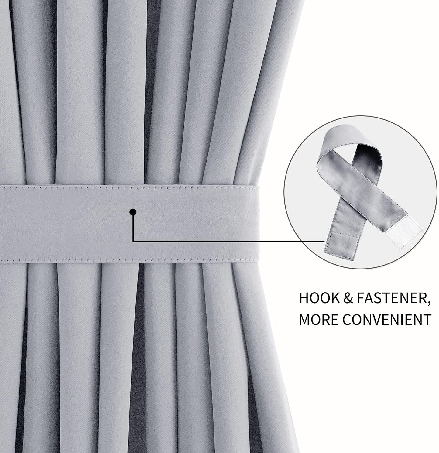 DWCN French Door Curtains – Rod Pocket Thermal Blackout Curtain for Doors with Glass Window, Kitchen and Patio Doors for Privacy, 54 X 72 Inches Long, 1 Curtain Panel with Tieback，Silver Grey