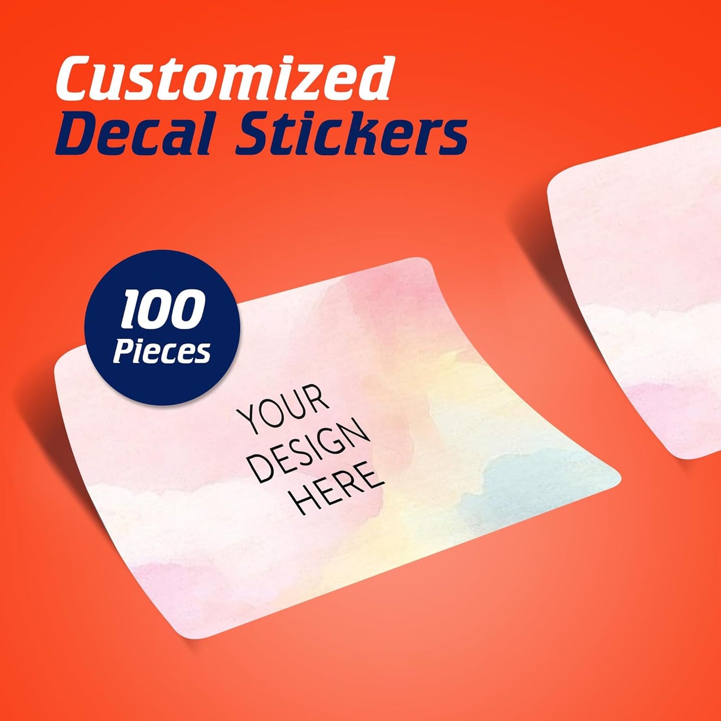 100 Custom Vinyl Stickers - Upload Your own Image, Text, Design, Logo - Personalized Logo Labels for Handmade, Packaging, Bottle, Jars, Candle, Brand Stickers (Watercolor, 3x2)