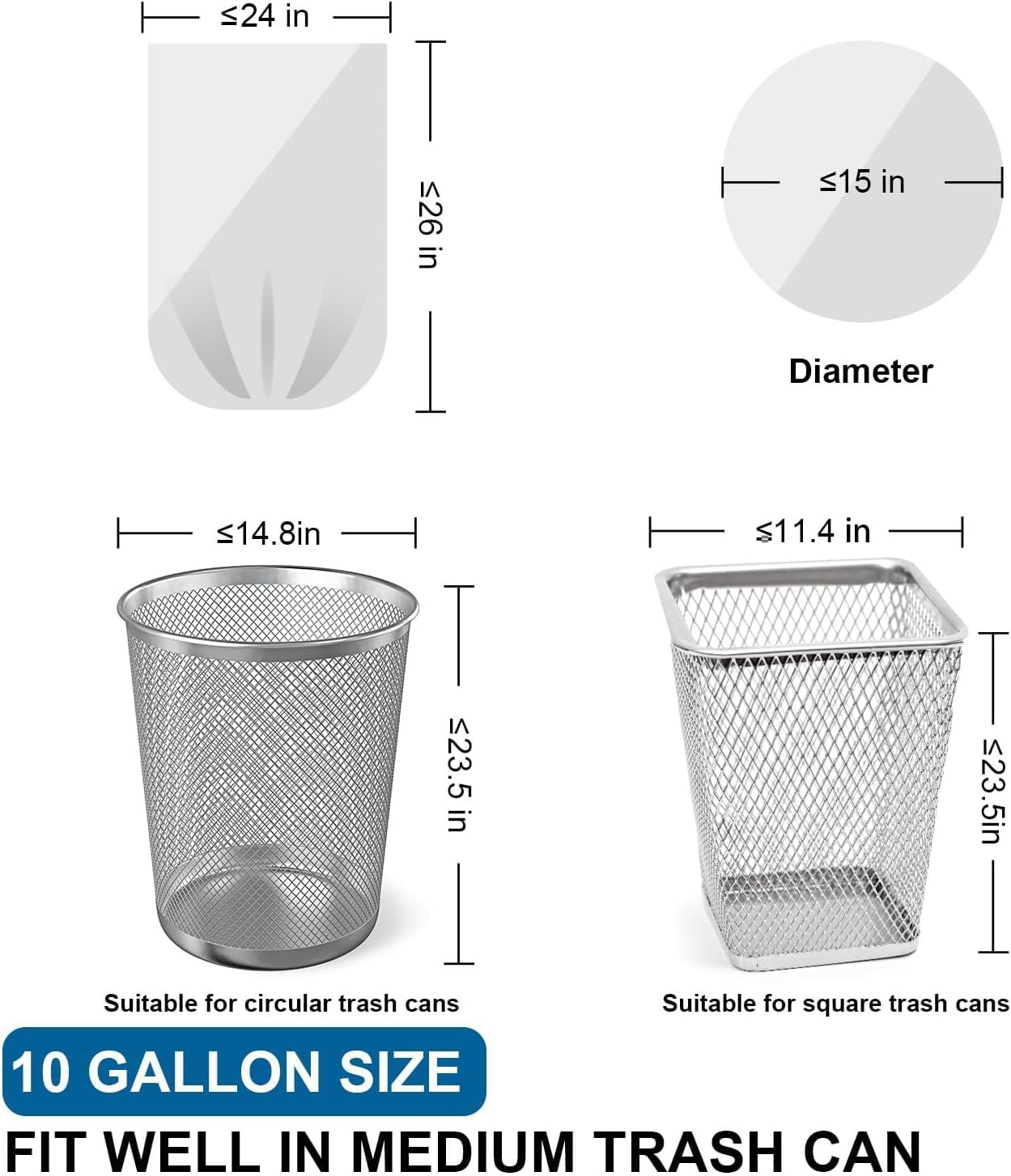 10-13 Gallon Trash Bags Drawstring 1.2 Mil - White Garbage Bags Unscented,37.8 Liter Strong Can Liners for Kitchen Home Office Bathroom,52 Count