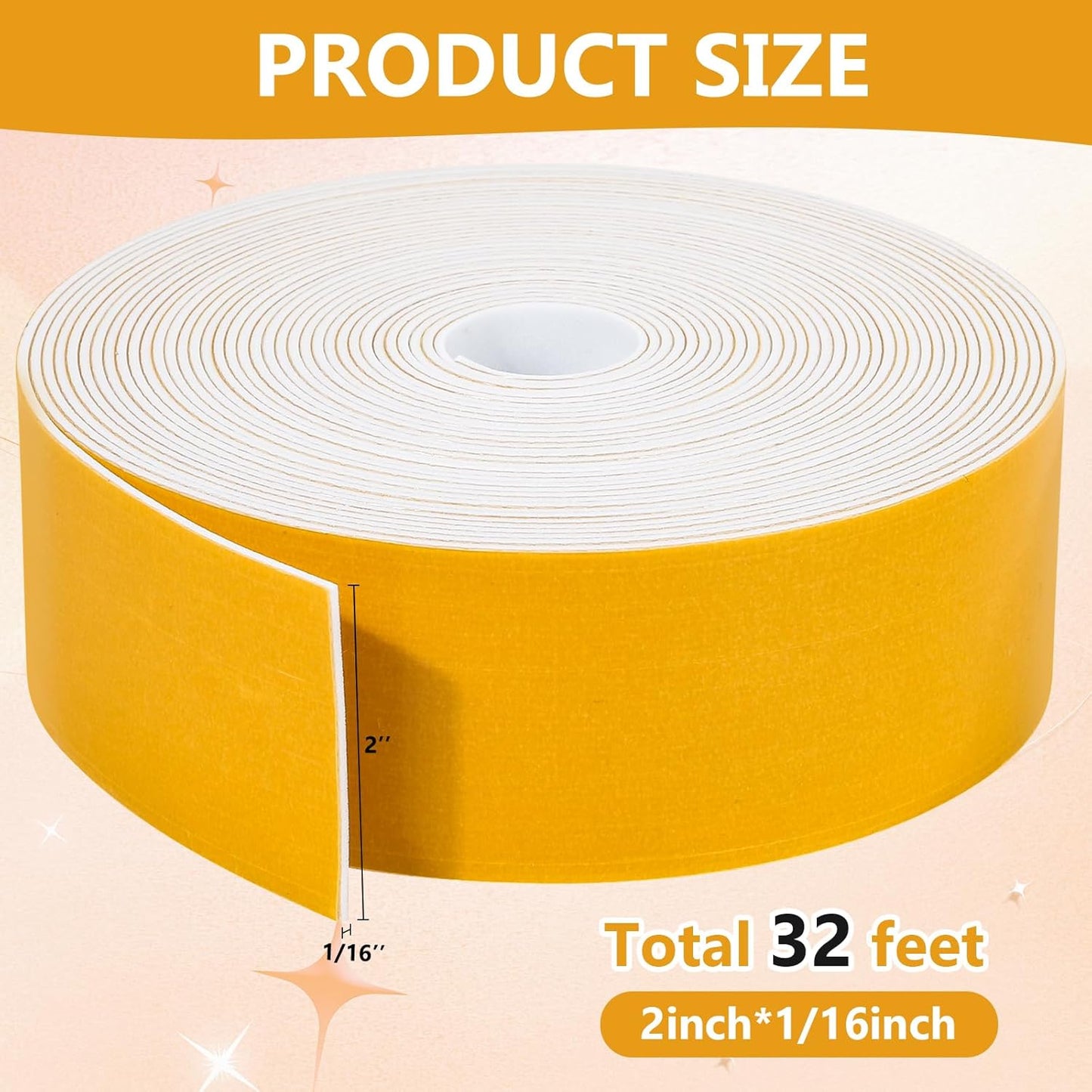 32Feet Weather Stripping Seal (1 Inch X 1/16 Inch) for Door Window, High Density Foam Tape, Soundproofing, Insulation Strip, Door Sealers for Door Frame- White