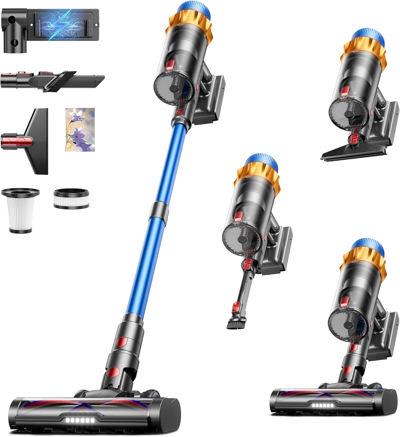 Cordless Vacuum Cleaner, 580W 48KPA 70Mins Vacuum Cleaners for Home, Self-standing Stick Vacuum with Aromatherapy, Anti-Tangle Brush, Wall Mount Charging Vacuum for Hardwood Floor/Carpet/Pet Hair