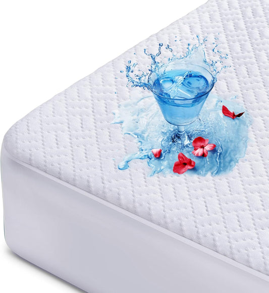 Hanherry 100% Waterproof Mattress Protector Full Size, Mattress Cover 3D Air Fabric Cooling Mattress Pad Cover Smooth Soft Breathable Noiseless, 8''-21'' Deep Pocket