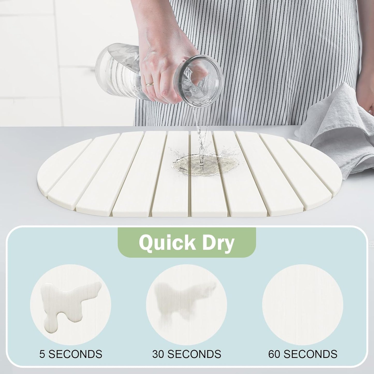 Stone Dish Drying Mat for Kitchen Counter,24"(L)×16"(W) Collapsible Fast-Drying Diatomaceous Earth Mats with Towel Sanding Tool,Versatile Stone Drying Mats for Cups Dishes Bottles