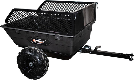 Impact IMPLEMENTS® 1500lb Poly Tub Utility Cargo Trailer for ATV's, UTV's, & Garden Tractors from a USA Offroad Company. Includes Optional 2" Coupler, 18" x 8" Tires, and Pivoting Feature.
