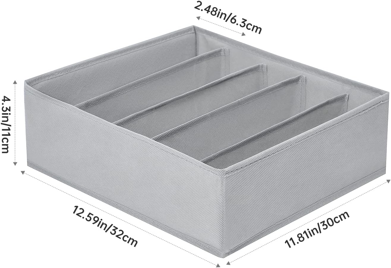 4 Packs Wardrobe Clothes Organizer,5 Grids Washable Portable Closet Organizer Storage Box Foldable Closet Drawer Organizer for thicker Scarves,Leggings,Long sleeve shirts（32 * 30 * 11）