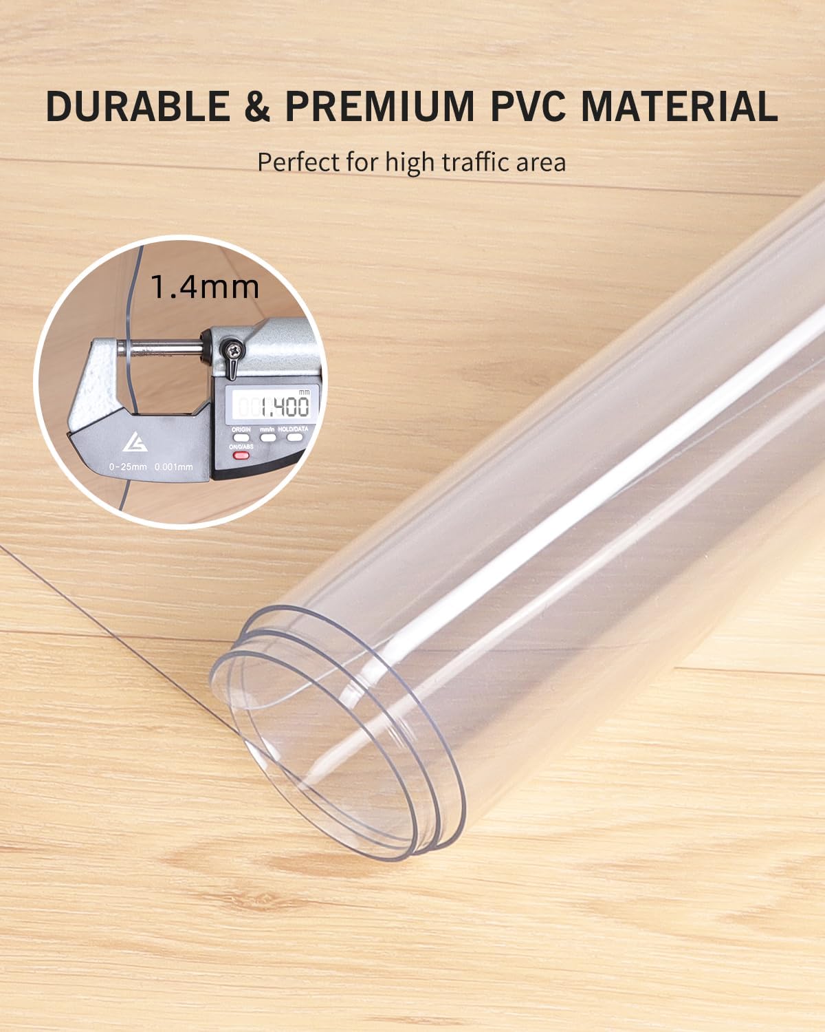 Area Mat for Hard Floors, 5'×7' Transparent PVC Area Rug for Home, Waterproof Durable Protector for Dining Room, Kitchen, Living Room, Large No-Slip Baby Play Mat for Floor, Pet Litter Pad