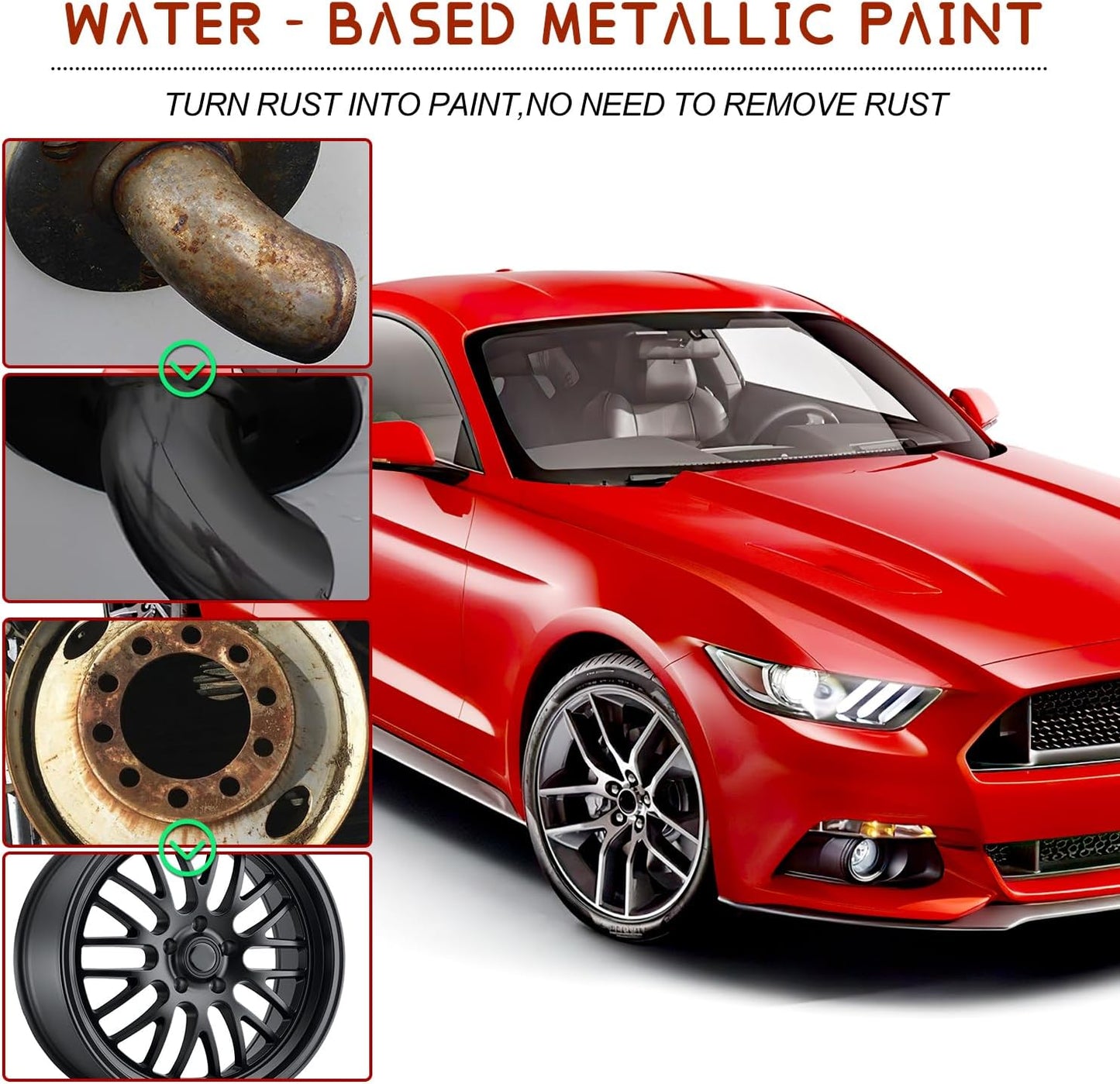 Rust Renovator,Rust Remover for Metal,Rust Converter for Metal,Water-Based Rust Remover for Metal, Rust Removal Converter Metallic Paint with Brush,Multi-Functional Anti-Rust Paint 300g(Black)