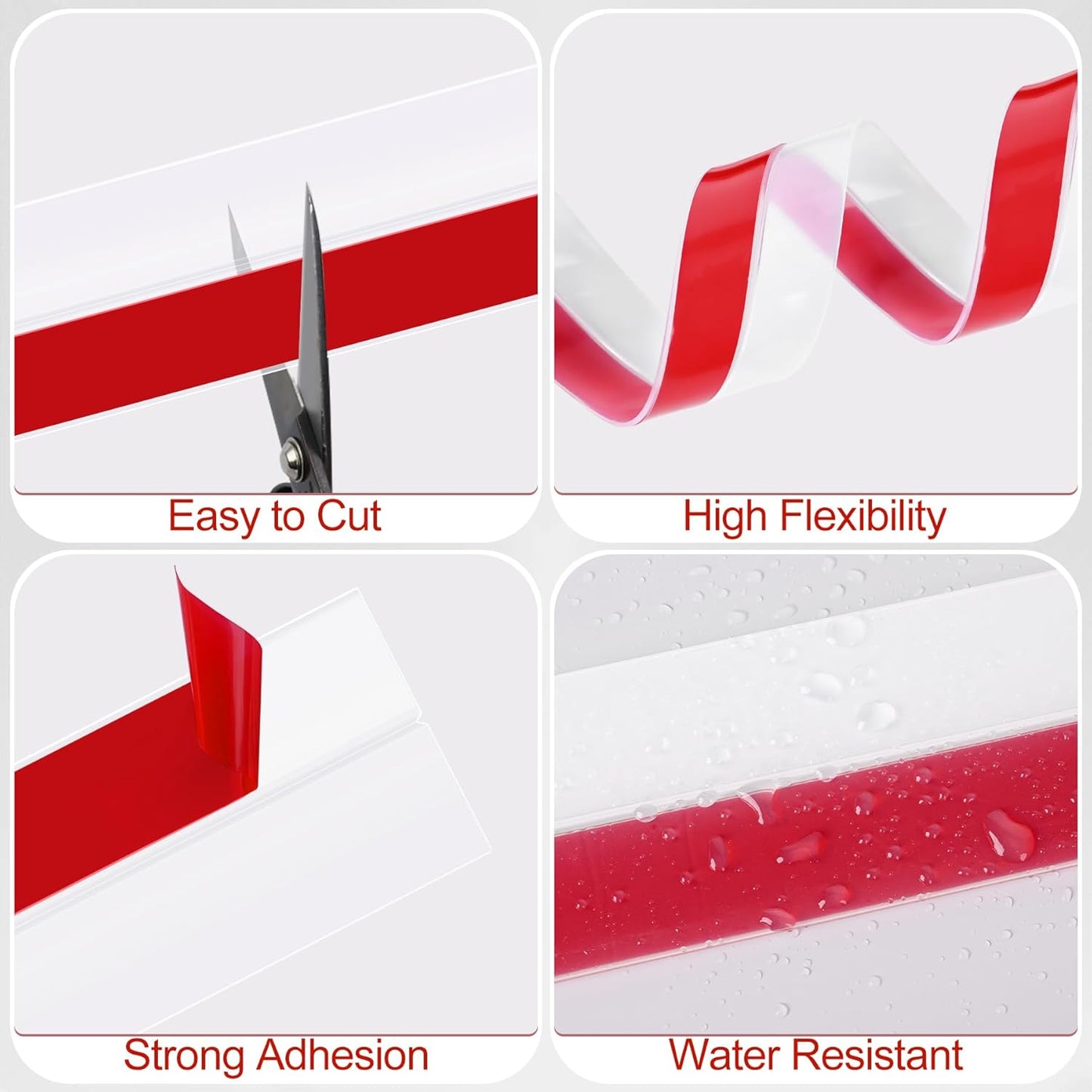 MYFAMIREA Door Weather Stripping 2IN (W) x 20FT (L) Door Draft Stopper Seal Tape Silicone Seal Strip Self Adhesive Shower Sweep Insulation Tape Side Bottom Strip for Sliding Glass Window Gap, Clear