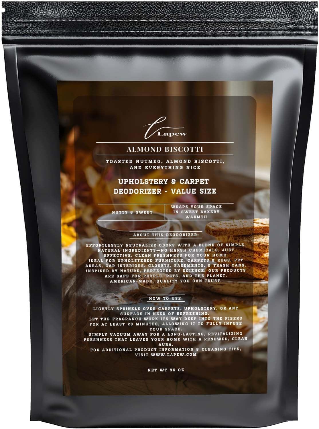 Almond Biscotti Carpet Freshener Powder Refill 36 oz | Powerful Odor Eliminator for Home | Upholstery Deodorizer | Carpet Deodorizer | Pet Urine | Cat Litter Box