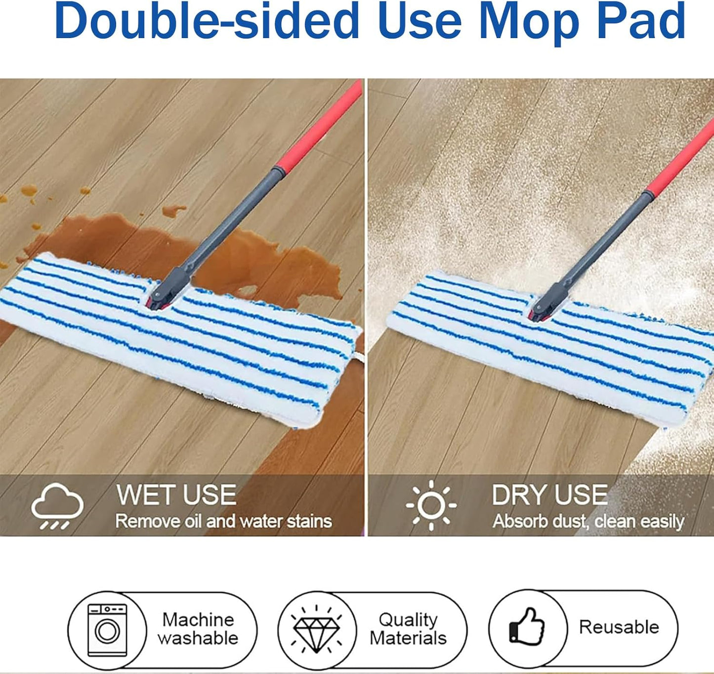 4 Pack Microfiber Mop Pads for O Cedar Mop Replace Head, Flip Mop Refills Compatible with O-Cedar Hardwood Floor 'N More, Reusable & Washable Mop Covers for Dry/Wet Use