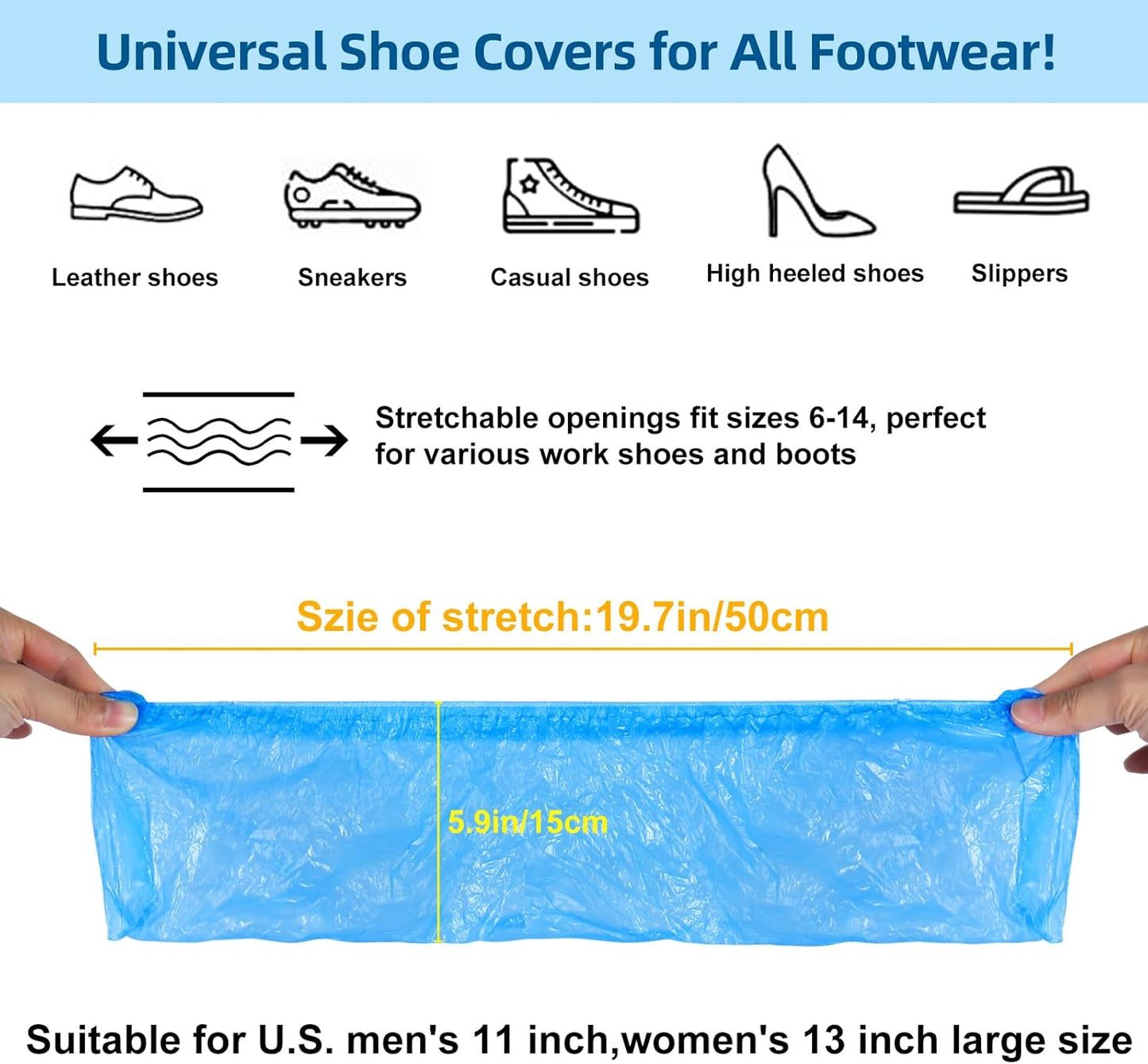 1000 Pcs Shoe Covers Disposable, Non-Slip, Reliable Shoe Covers for Indoors, 15.7'' Adjustable Size Great Value Boot Covers for Home, Hospitals, and Businesses