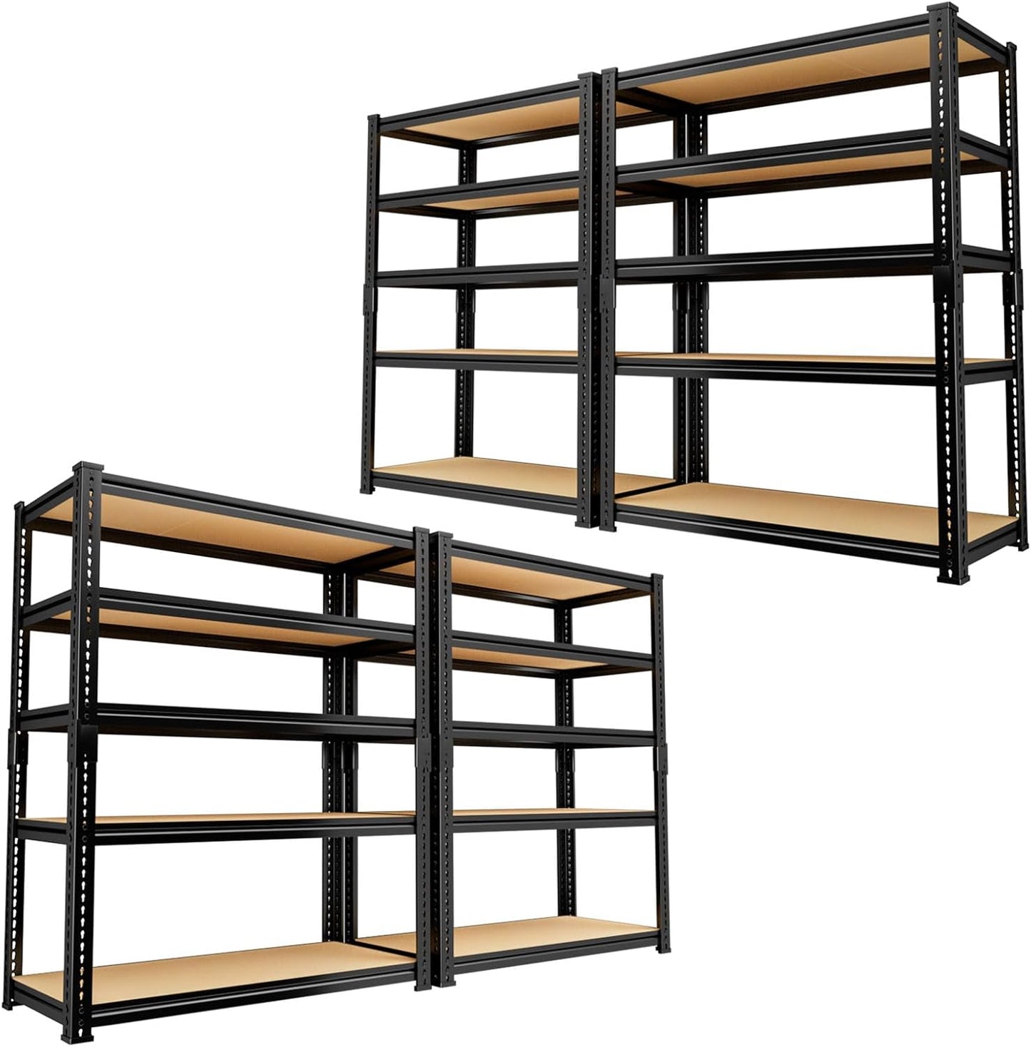 Garage Shelving, 4 PCS Storage Shelves Heavy Duty 2000 LBS Capacity, 5 Tier Adjustable Metal Organizer Wire Rack, 36" L x 18" W x 72" H Utility Shelf Unit for Kitchen Pantry