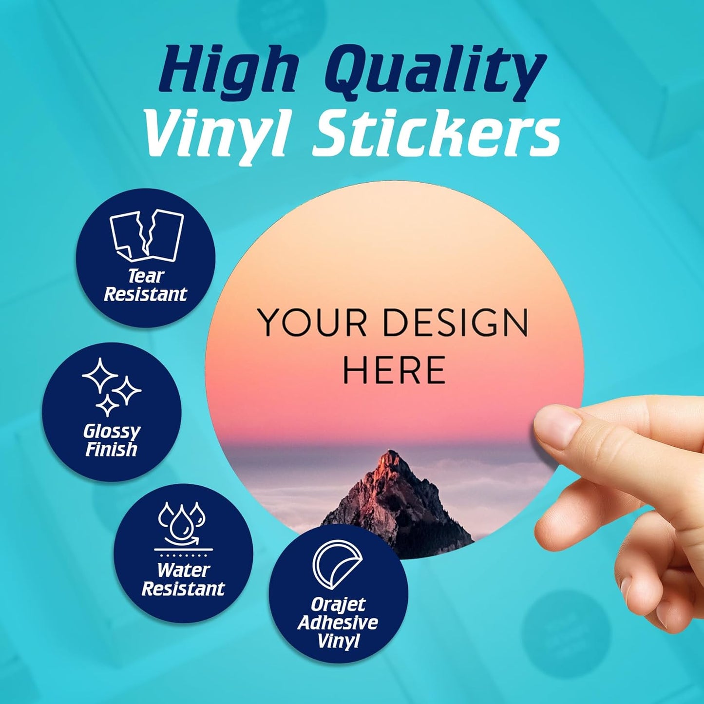 100 Custom Vinyl Stickers - Upload Your own Image, Text, Design, Logo - Personalized Logo Labels for Handmade, Packaging, Bottle, Jars, Candle, Brand Stickers (Mountain, 5x5)