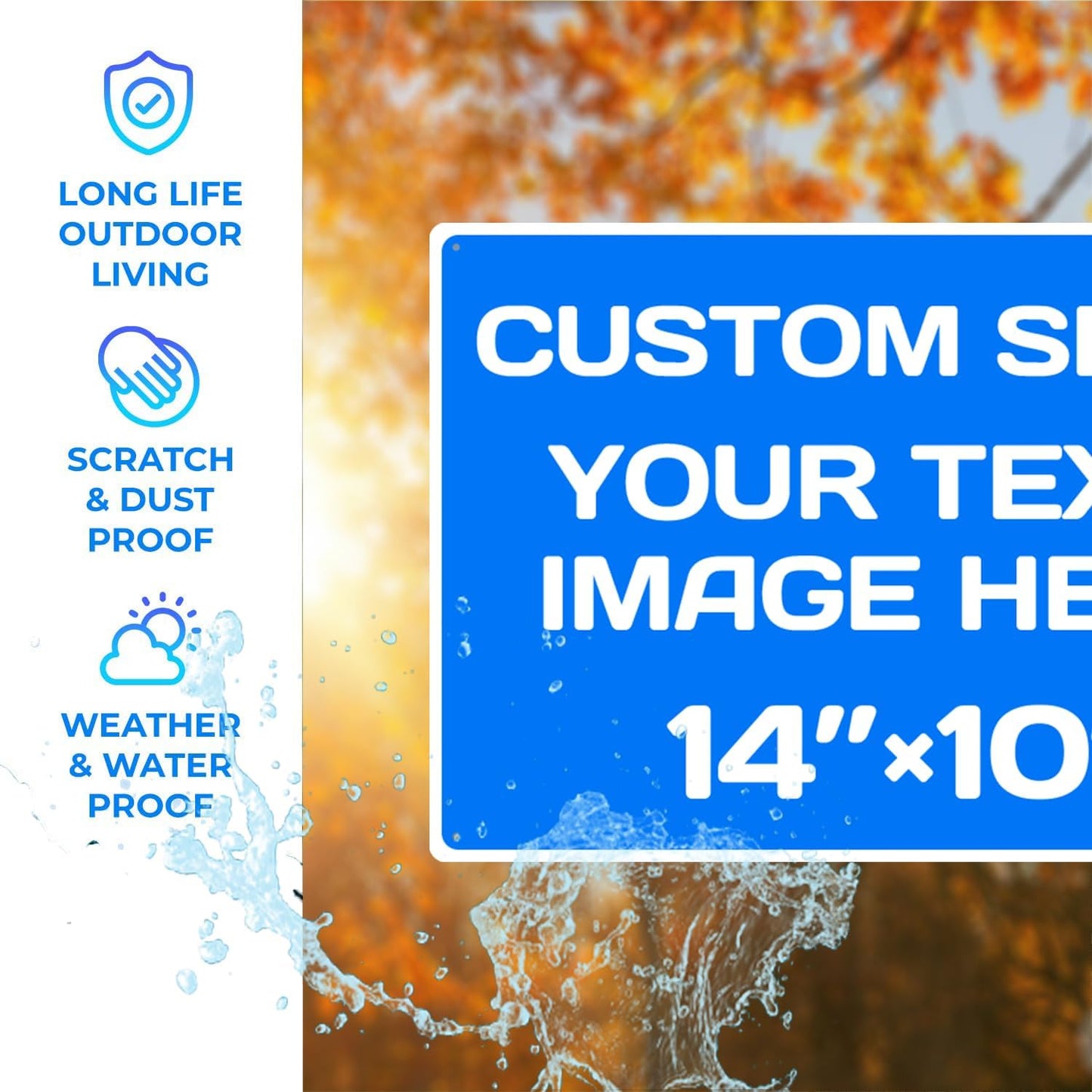 Repaly Personalized signs,Aluminum Weatherproof Metal Sign Multiple Sizes Custom Personalized Text And picture Here,hazard sign,garden sign,custom door sign,Customised business signs Blue 14×10