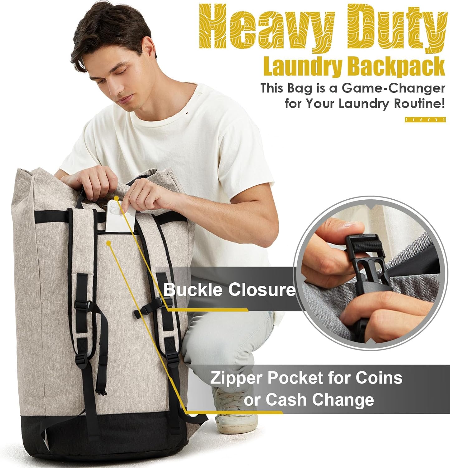 Laundry Bags Extra Large Heavy Duty, Laundry Backpack College 115L, Large Laundry Bag with Shoulder Straps, Big Dirty Clothes Bag for Dorm, Apartment and Laundromat, College Dorm Essentials for Guys