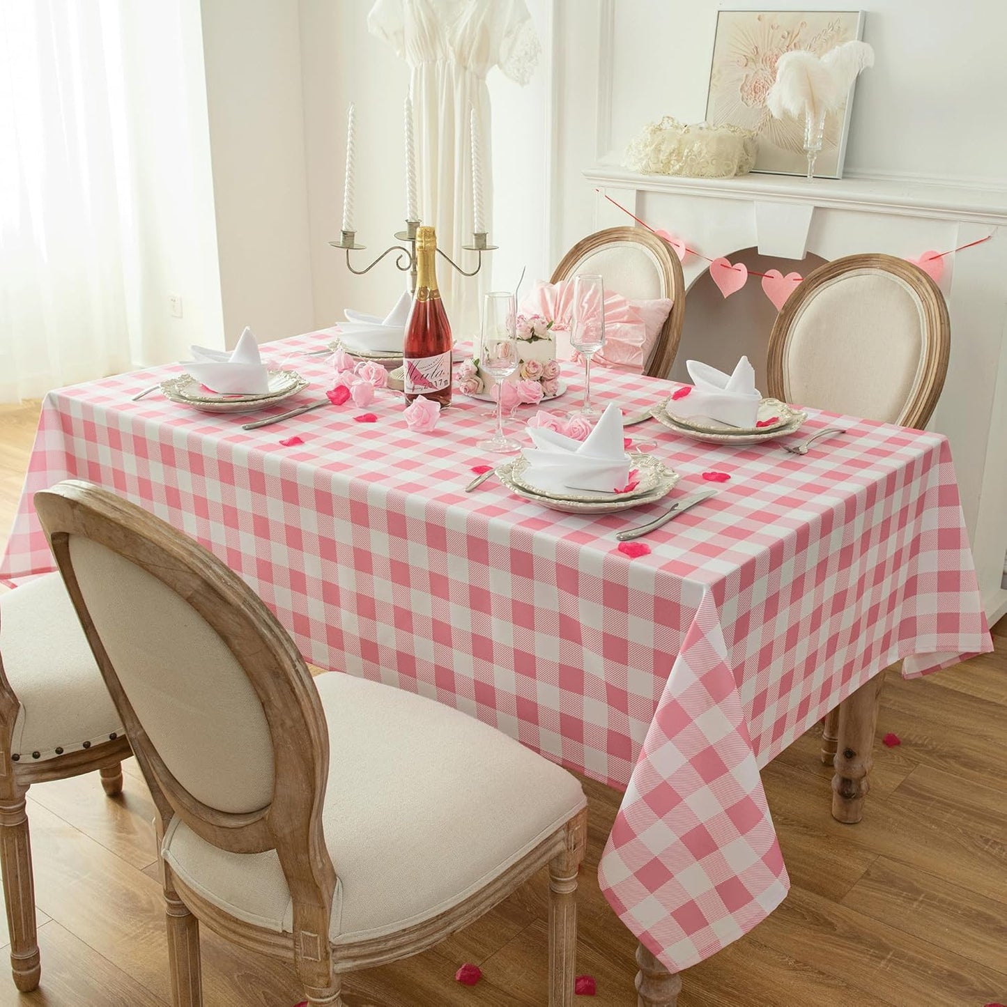 Classic Gingham Buffalo Tablecloth Fabric - Oblong 58x144 Inch Water Proof Checkered Table Cloth for Indoor Outdoor - Table Cover for Birthday, Picnics, BBQs, and Parties