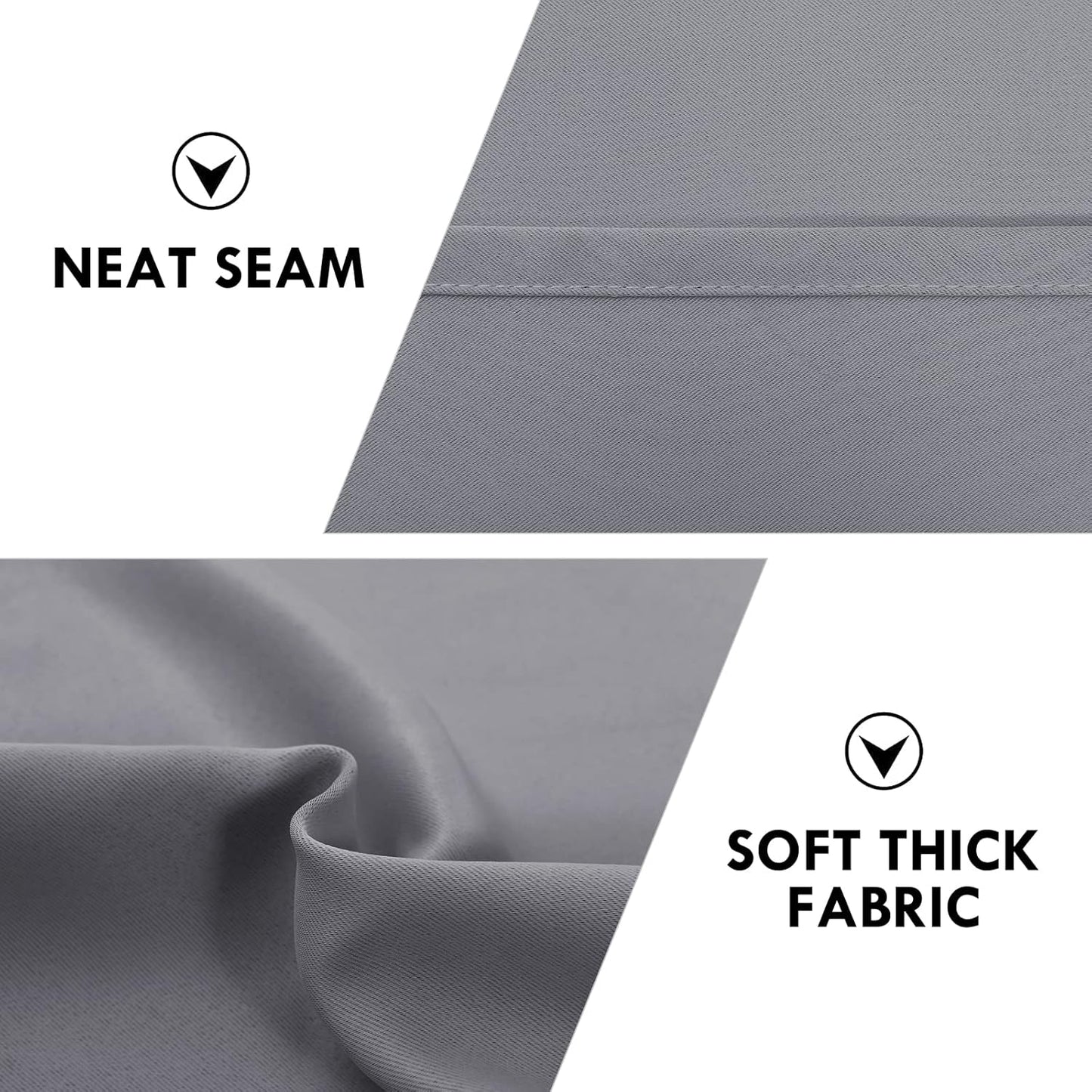 DWCN Short Grey Blackout Curtains for Small Window, Thermal Insulated Energy Saving Room Darkening Curtains for Kitchen/Bedroom (W42 x L36 inch, Set of 2 Panels, Top of Rod Pocket)