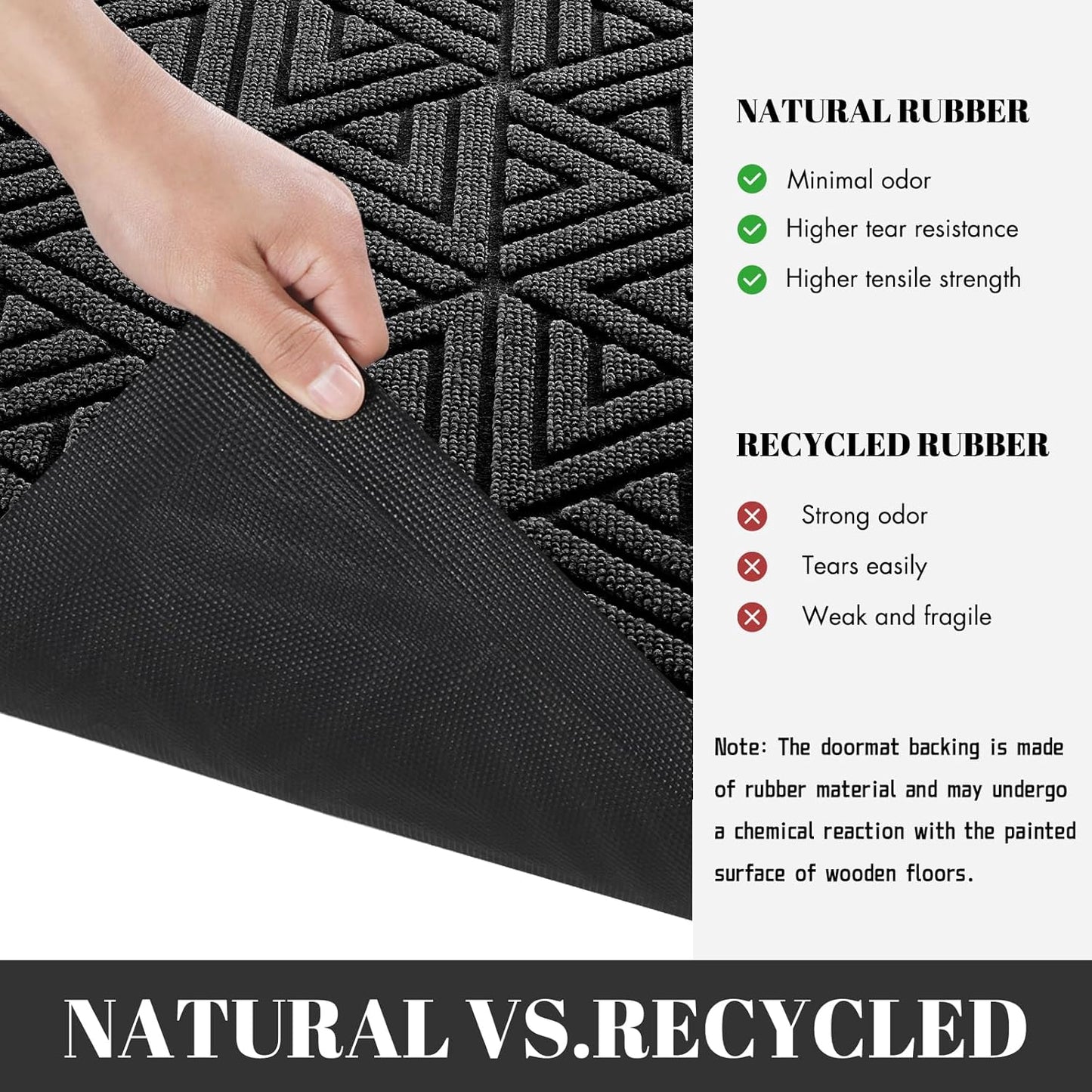 Yimobra Extra Large Door Mat 60x32, All-Weather Waterproof Non-Slip Welcome Matt Outdoor, Heavy Duty Non Slip Doormat for Entryway for Patio and Garage Indoor, Easy Clean, Black