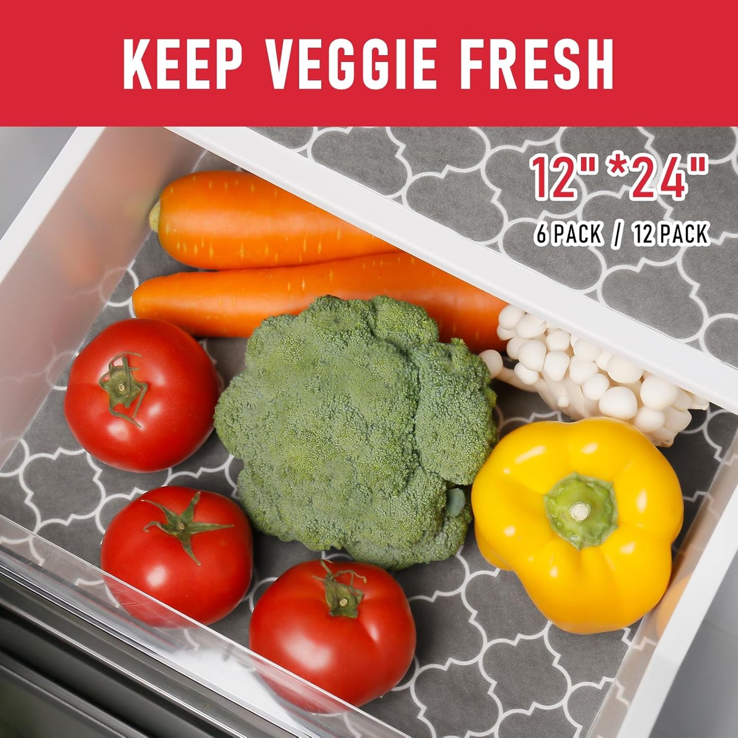 Cooyes Drawer Liner for Shelf and Refrigerator, 2 in 1 Fridge Drawer Liners & Fresh mats for Glass Shelves Bins, BPAfree Absorbent Cloth Material - Keep Produce Fresh Longer