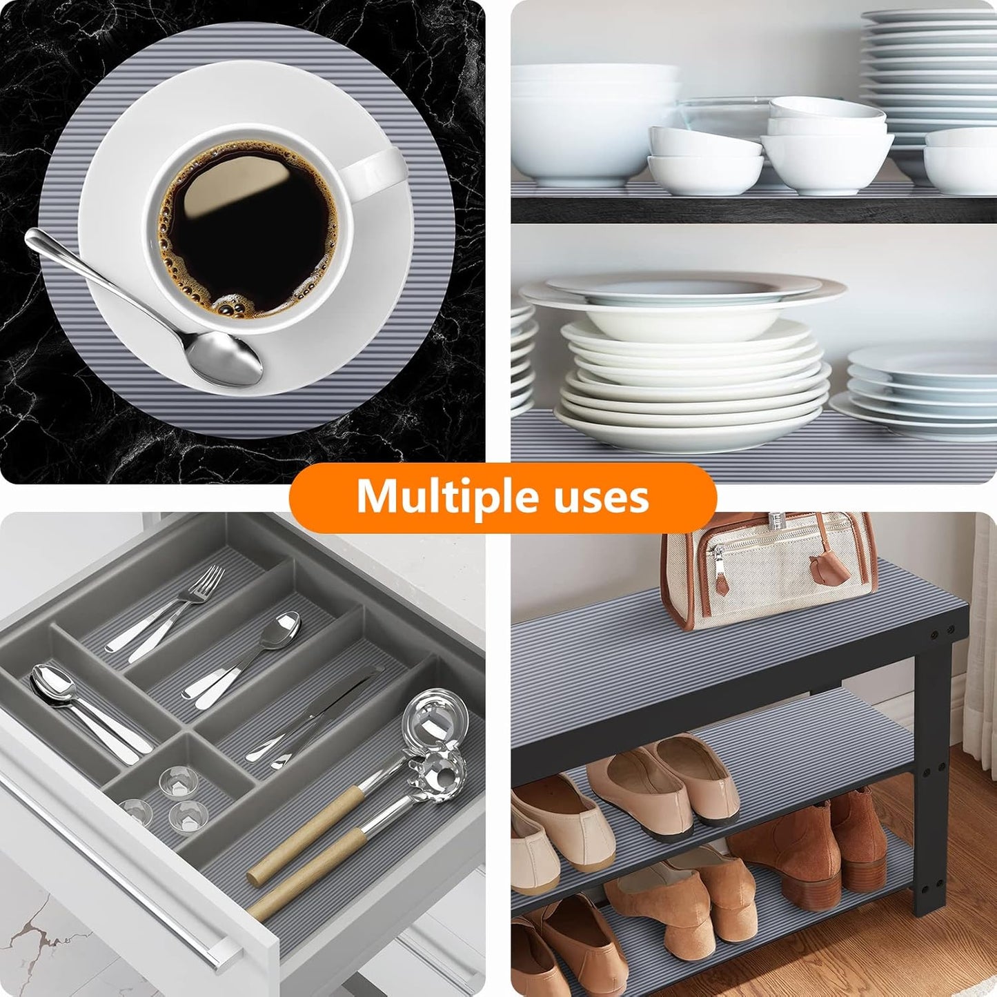 Shelf Liners for Kitchen Cabinets Non Adhesive Drawer Liner EVA Material Cupboard Mat Waterproof Refrigerator Mats Washable Fridge Liner for Cupboard and Desks Clear Shelf Liner 23.6 x 236.2 Inches