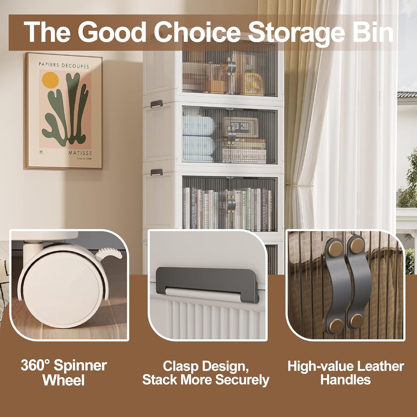 SAILUN 136Gal/543Qt Stackable Storage Bins Folding Collapsible Storage Bins with Lid, Closet Organizers and Storage, Storage Box Grey 26" W x 17" D x 71" H