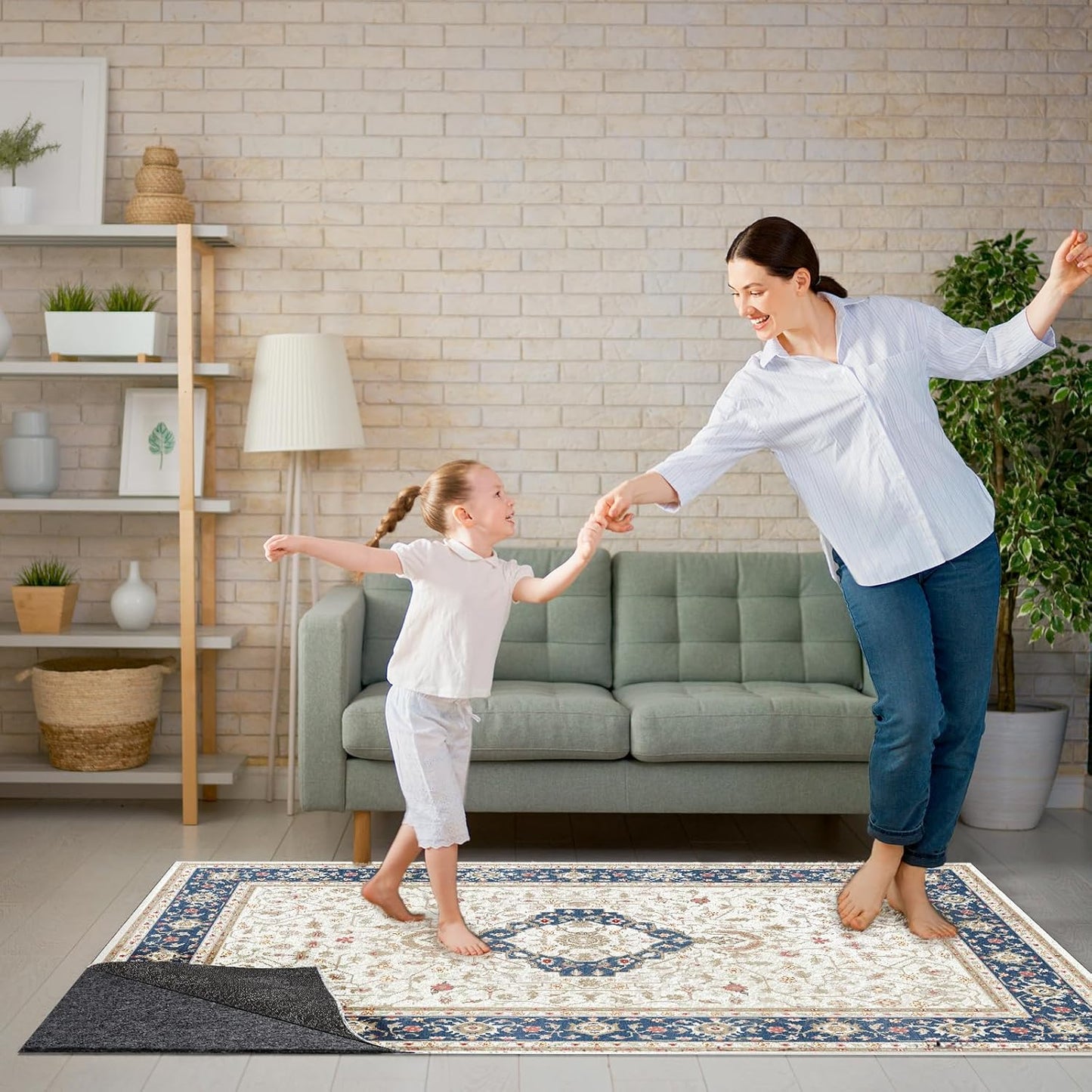 Non-Slip Rug Pads 1/4” Thick, 7x9Ft Waterproof Rugs Non Skid Rug Pad for All Floors and Finishes Durable Hardwood Floor Protective Felt Keeps Rugs in Place, Safe and Secure