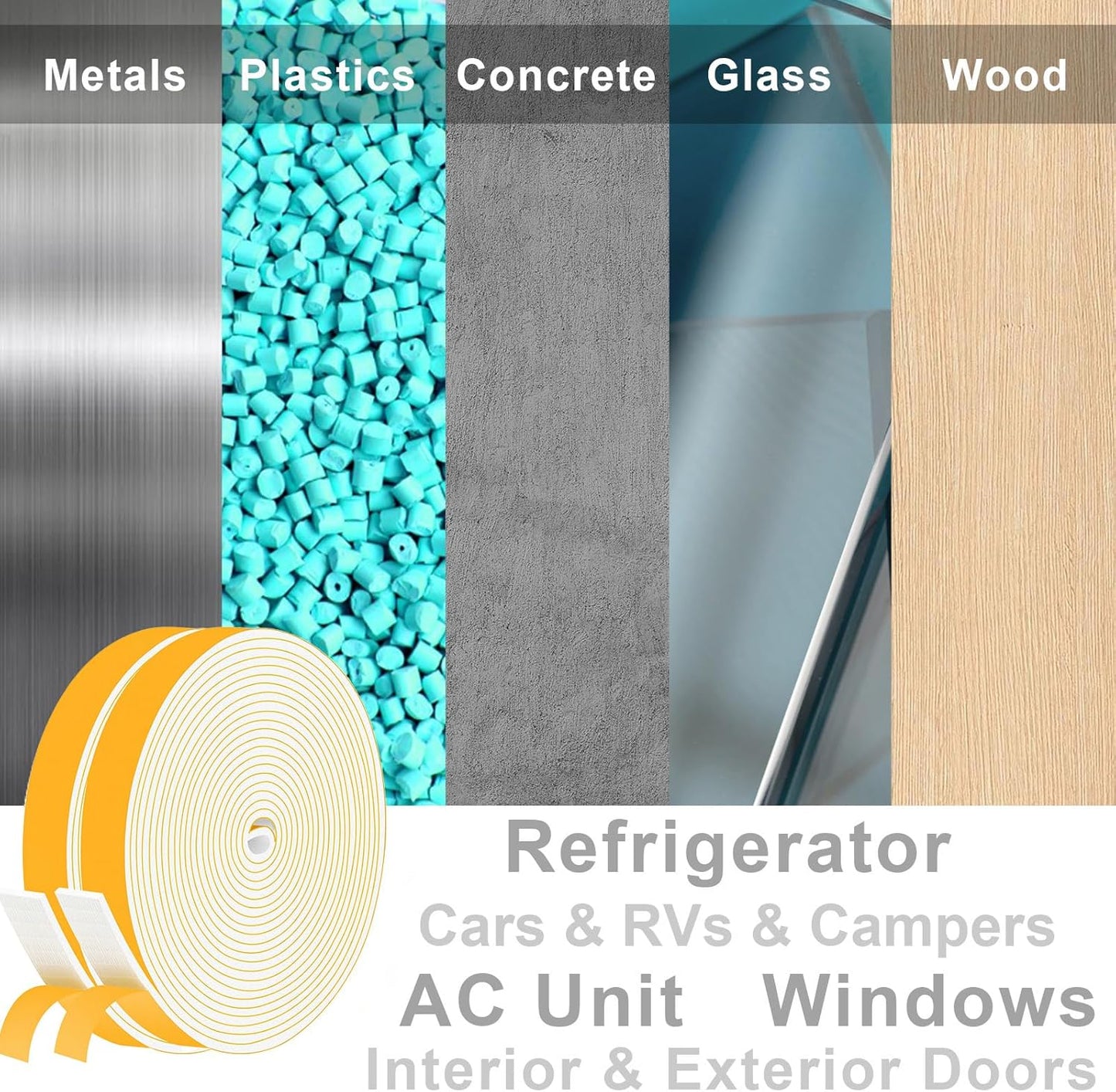 White Strong Adhesive Foam Sealing Weather Stripping, High Density Door Insulation Strip, Closed Cell Foam Weather Stripping for Doors and Windows Insulation (1 in x 1/8 in x 33Ft)